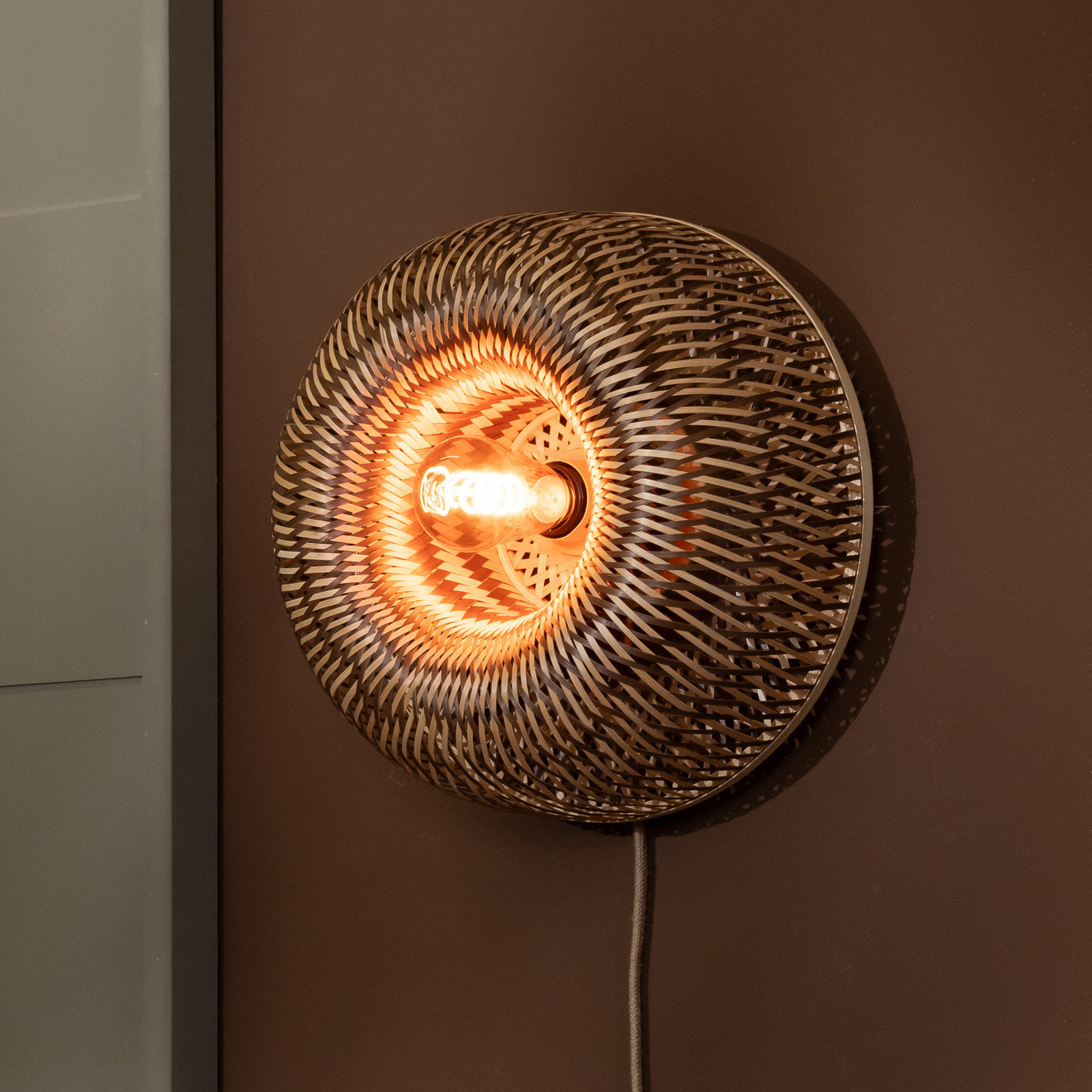 GOOD & MOJO Aplică de perete Barbados maro Ø 35 cm Bambus Șifonier - Camera de zi / sufragerie - bambus natural maro - Bamboo