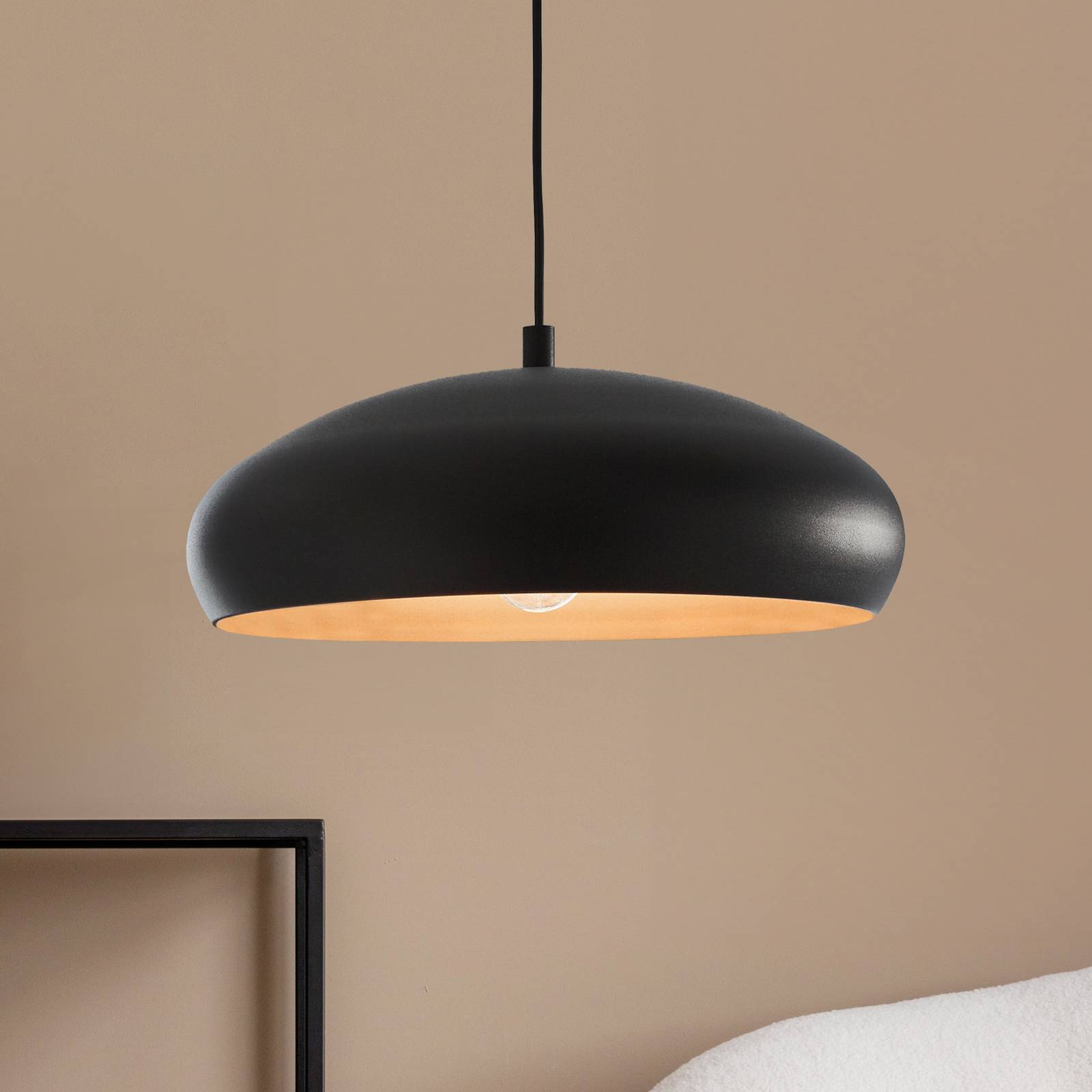 Hängeleuchte Mogano mit Metallschirm, schwarz günstig online kaufen
