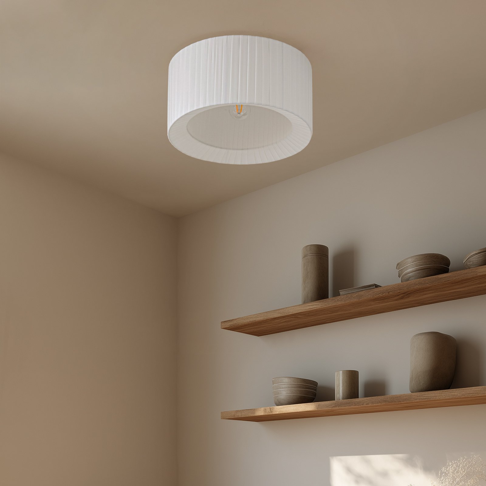 Stropní světlo Virelle Textil Ø 40 cm bílé - Lindby Stropní světlo Virelle Textil Ø 40 cm bílé - Lindby