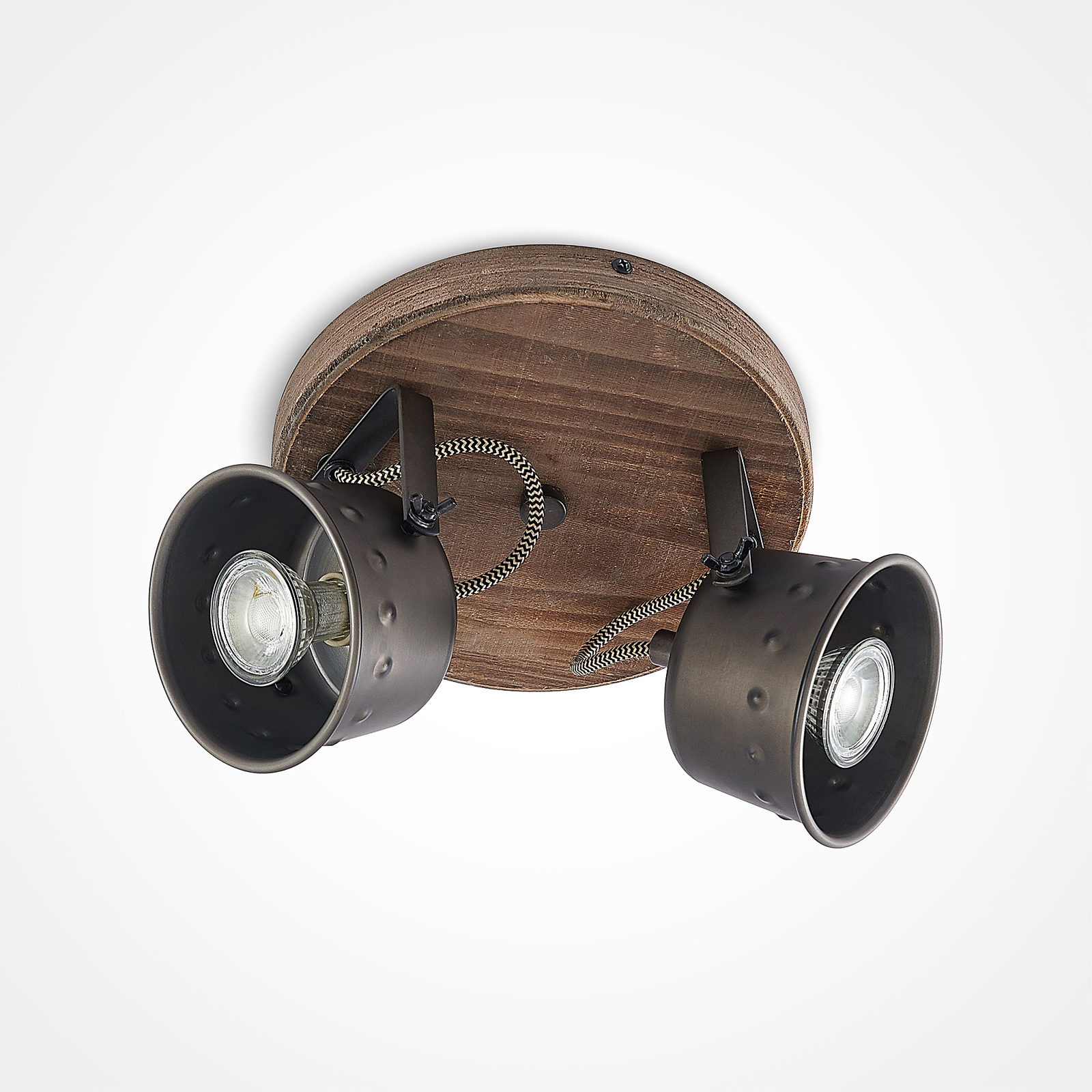 Lindby loftspot Rubinjo, Ø 32cm, 2 lyskilder, træ, metal