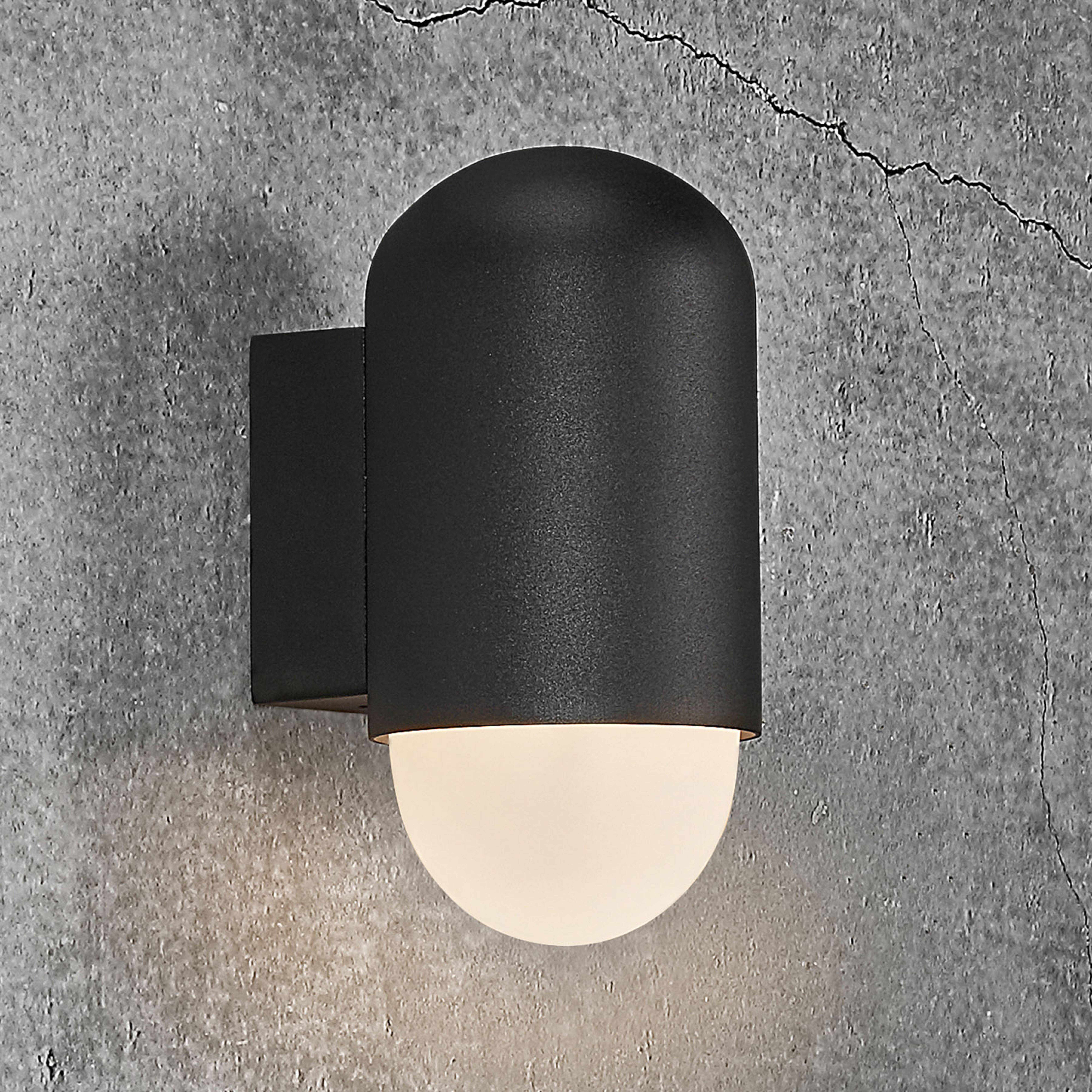 Außenwandlampe Heka, schwarz, Aluminium, Höhe 21,6 cm