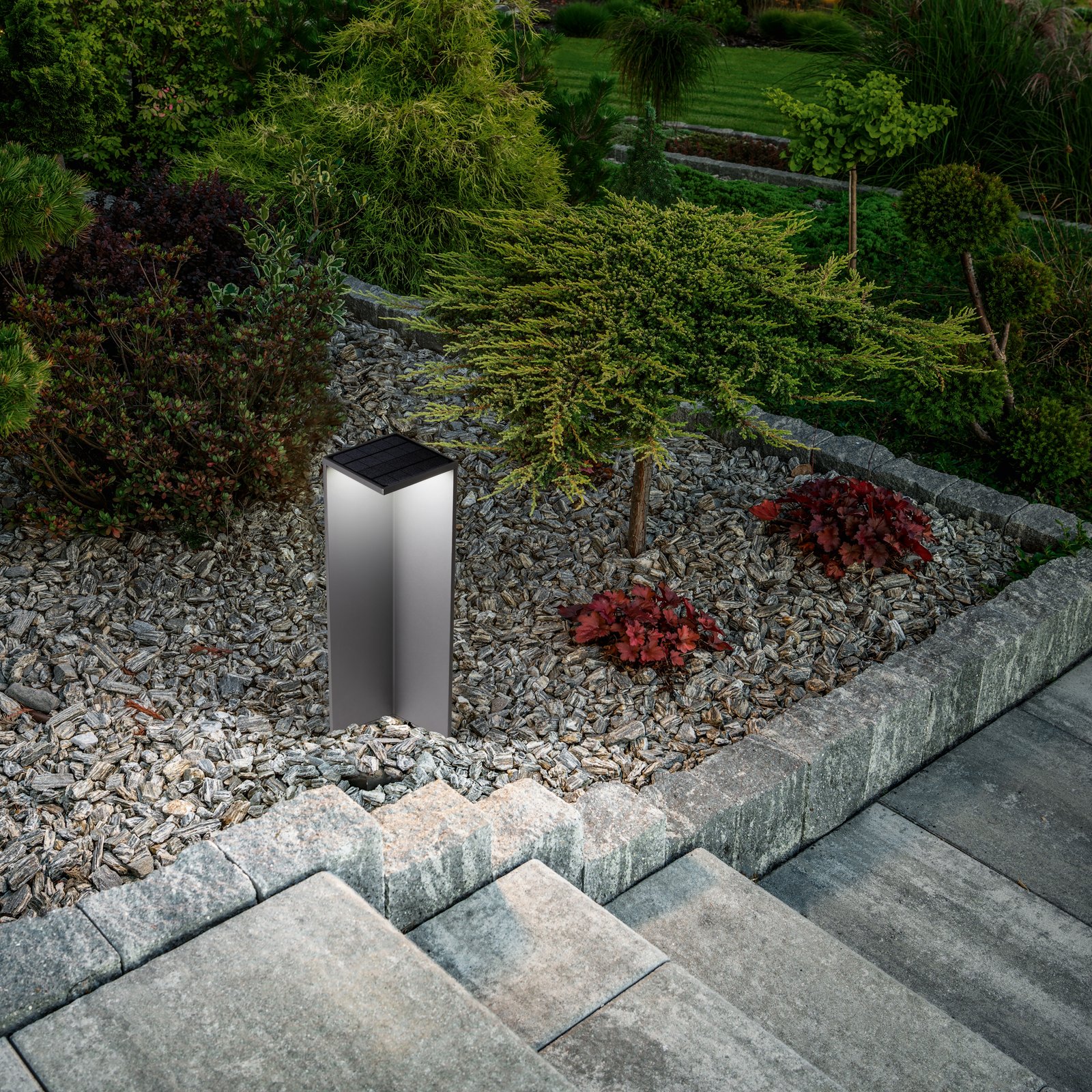 LED solárne svietidlo Fold, tmavošedá, snímač pohybu, IP54