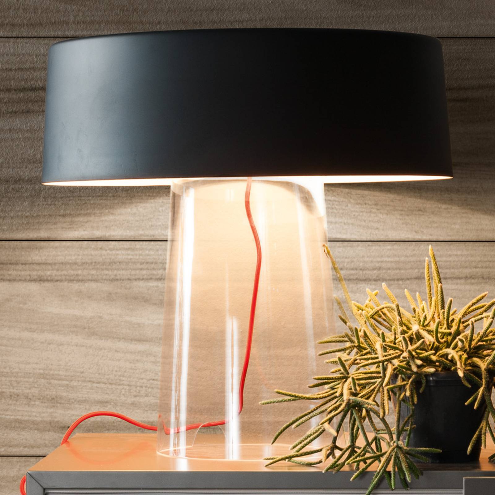 Prandina Glam bordslampa 36 cm klar/skärm svart