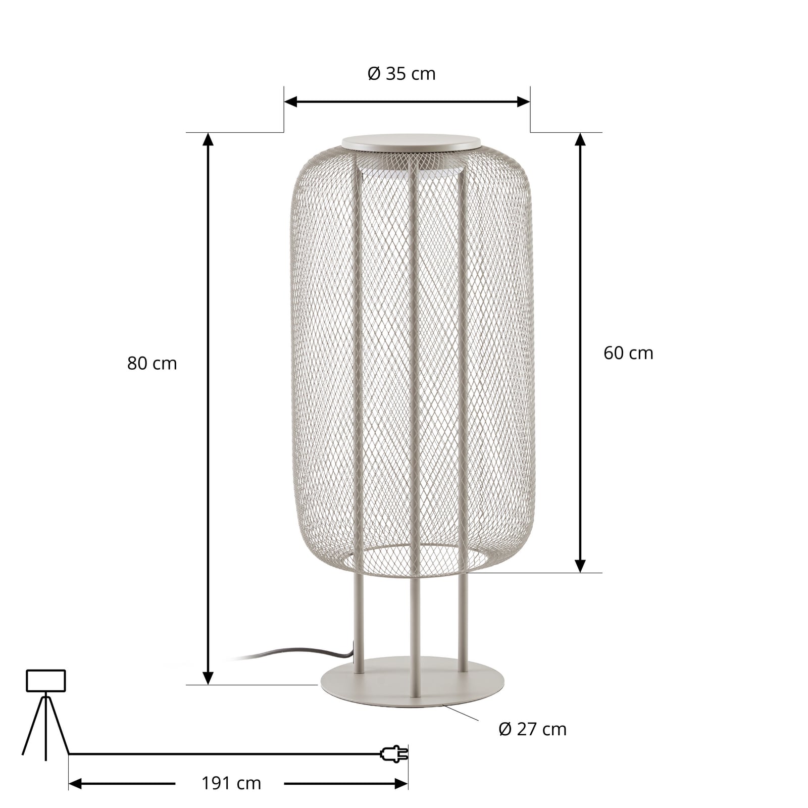 LED podna lampa Korvyn, kamenosivi, visina 80 cm, IP44 - Lucande