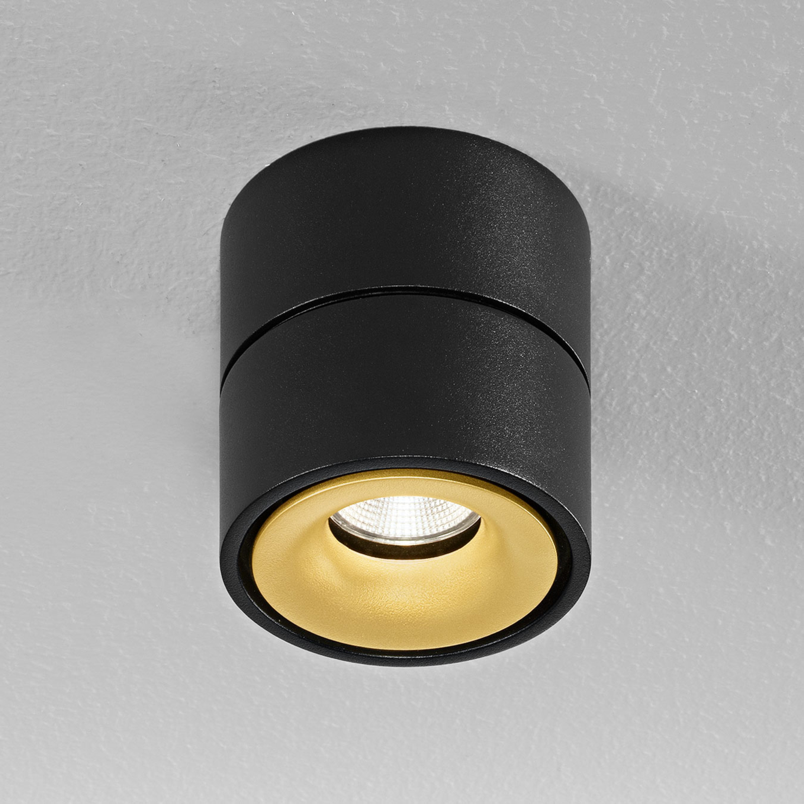Egger Clippo LED-Deckenspot, schwarz-gold, 2.700K