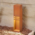 Candeeiro pilar LED Lucande Oxido, cor de ferrugem, aço corten