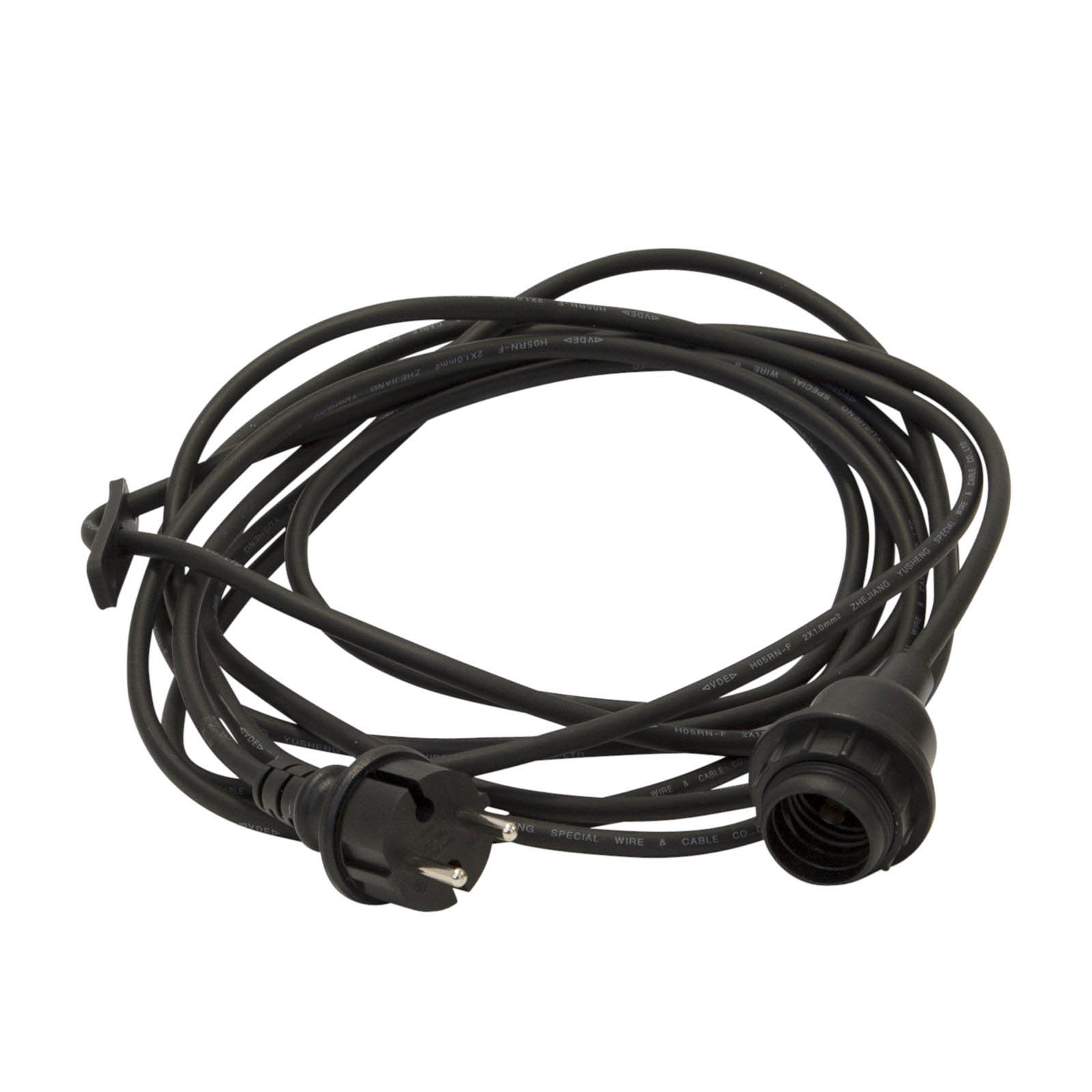 E27-fatning med kabel Ute, 5 m, svart