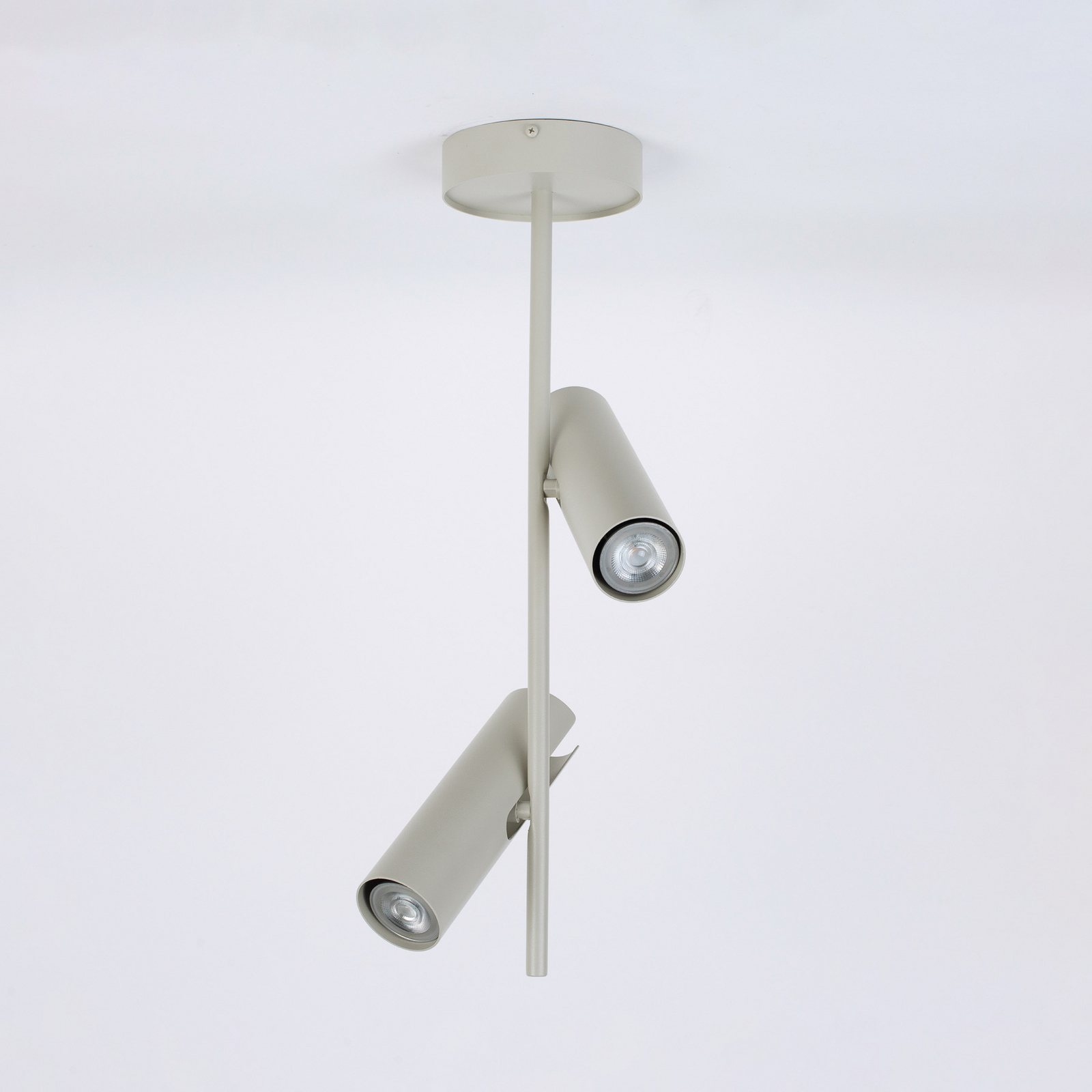 Deckenspot Leda 2, taupe, 2-flammig, Stahl, GU10, Höhe 55 cm