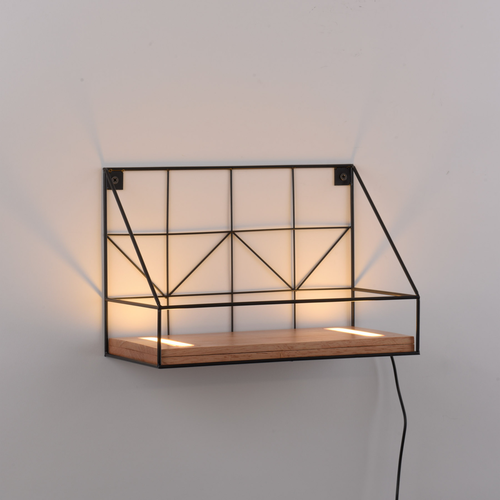Applique a LED con mensola in legno, 30x15cm