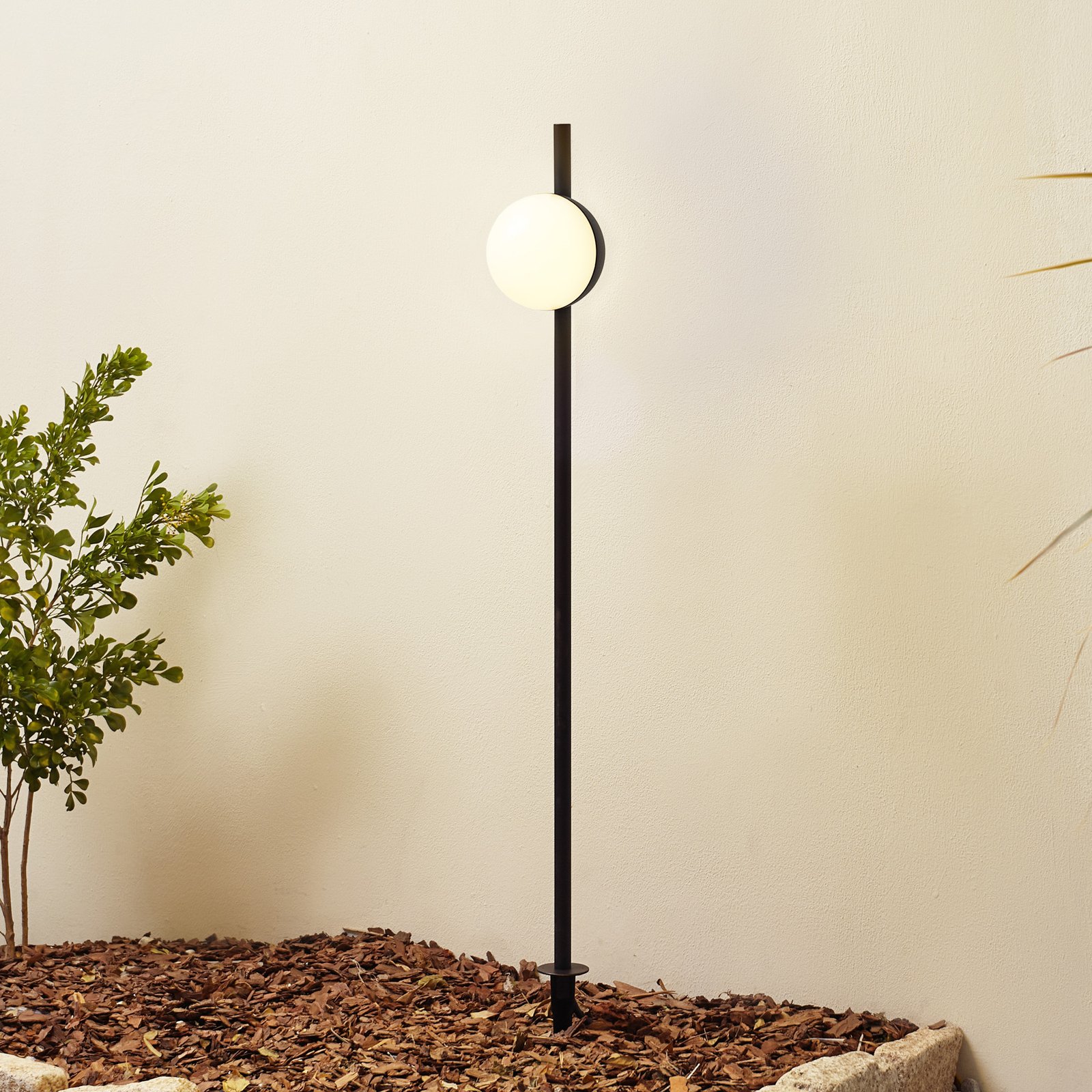 Lindby LED lumina de sol Darleen, gri, aluminiu, Ø 10 cm