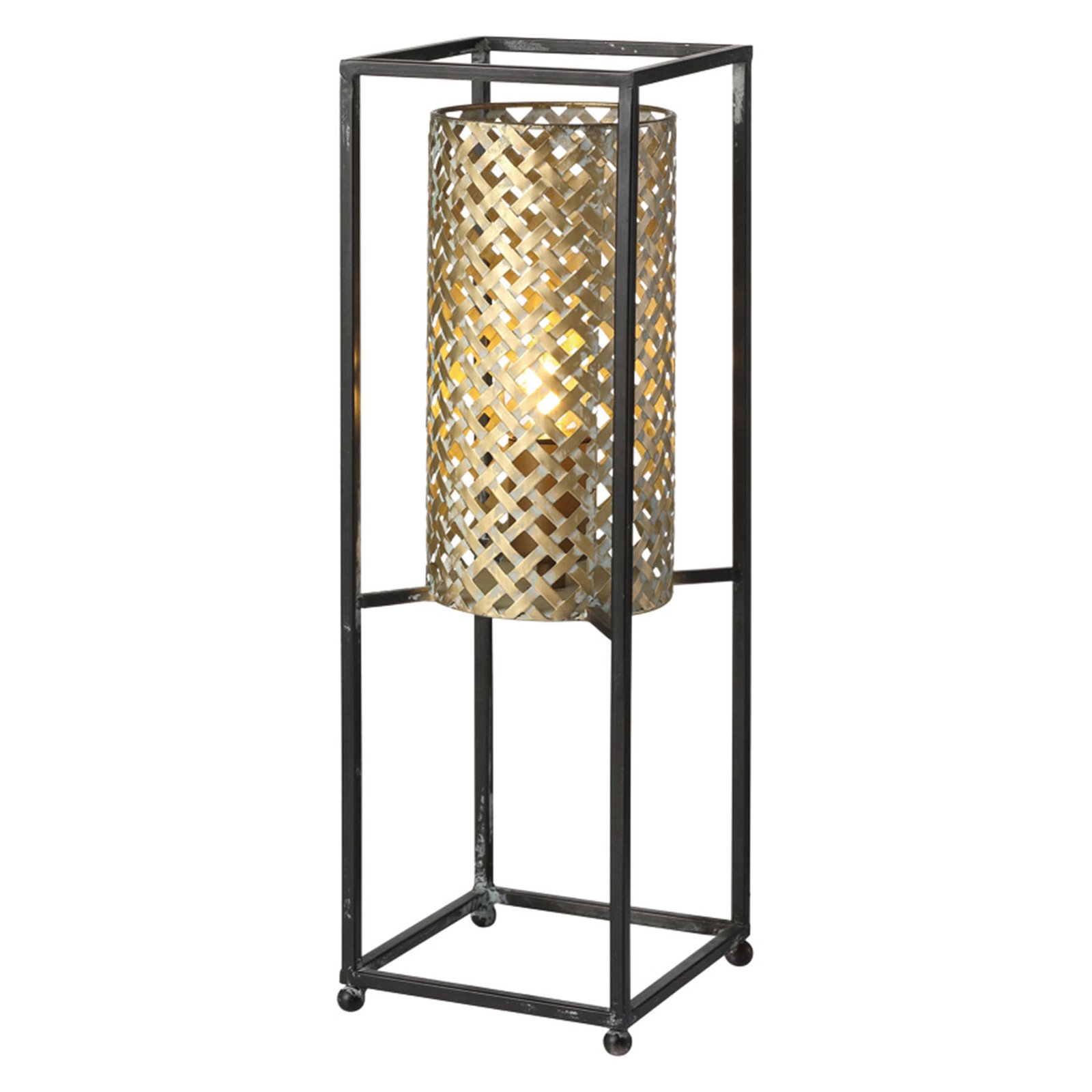 Lámpara de mesa Petrolio, negro/dorado, alto 47 cm
