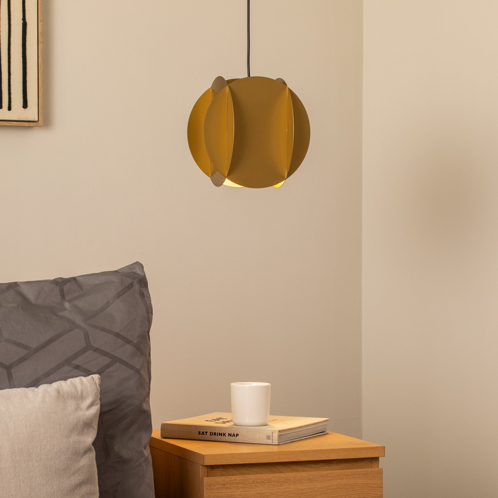 Corner pendant light, gold-coloured, 25 x 25 cm, metal, E27 Corner pendant light, gold-coloured, 25 x 25 cm, metal, E27