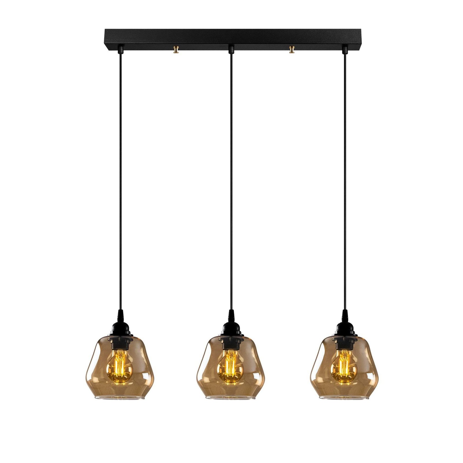 Hanglamp Goud 032, goud-transparant, glas 3-lamps lang