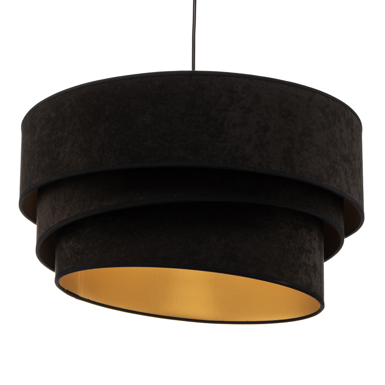 Lampa wisząca Devon, czarna/złota Ø45cm