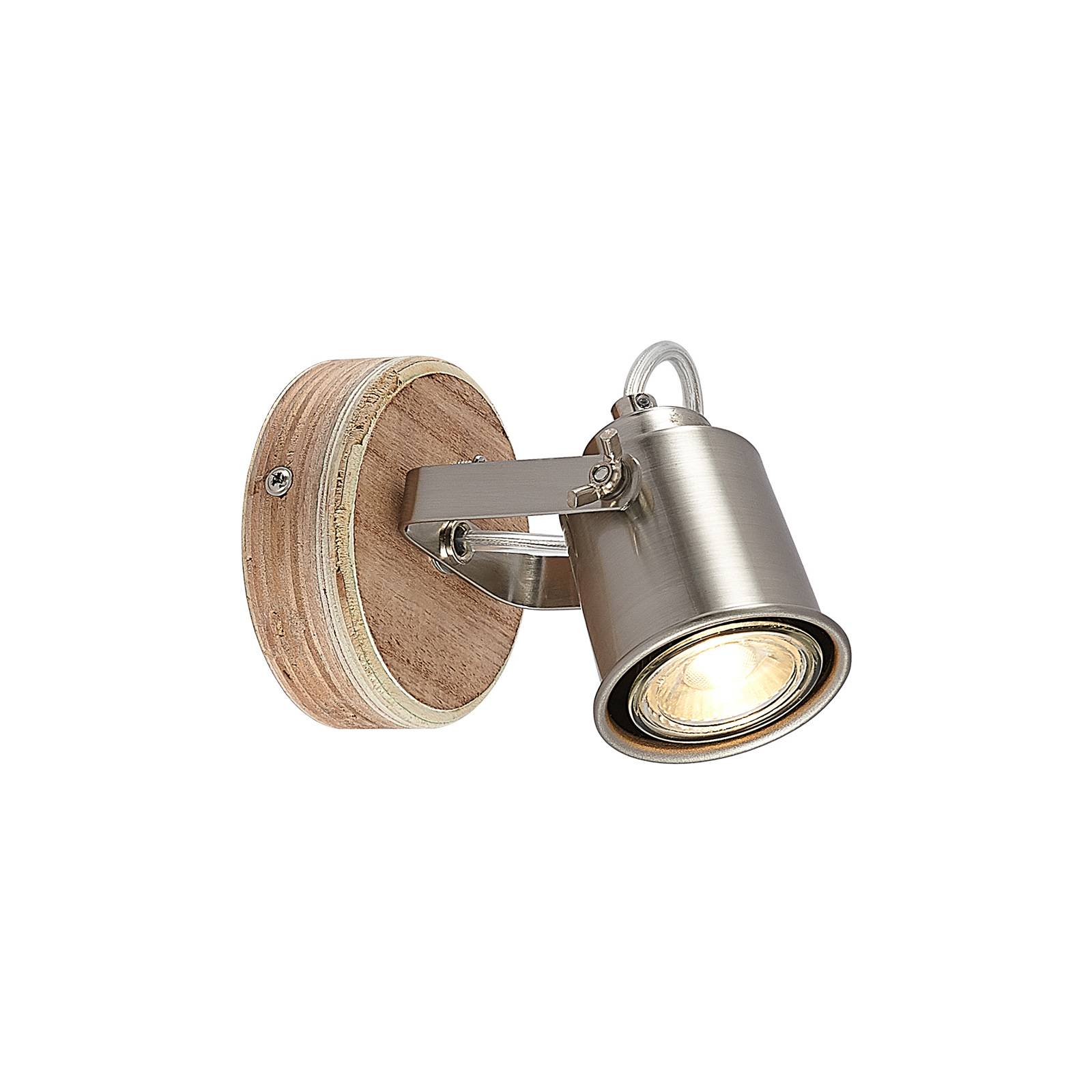 Lindby Mikadi spotlight, one-bulb, for Living / Dining Room, wood, metal, GU10, 25 W, W: 9.5 cm, H: 11 cm
