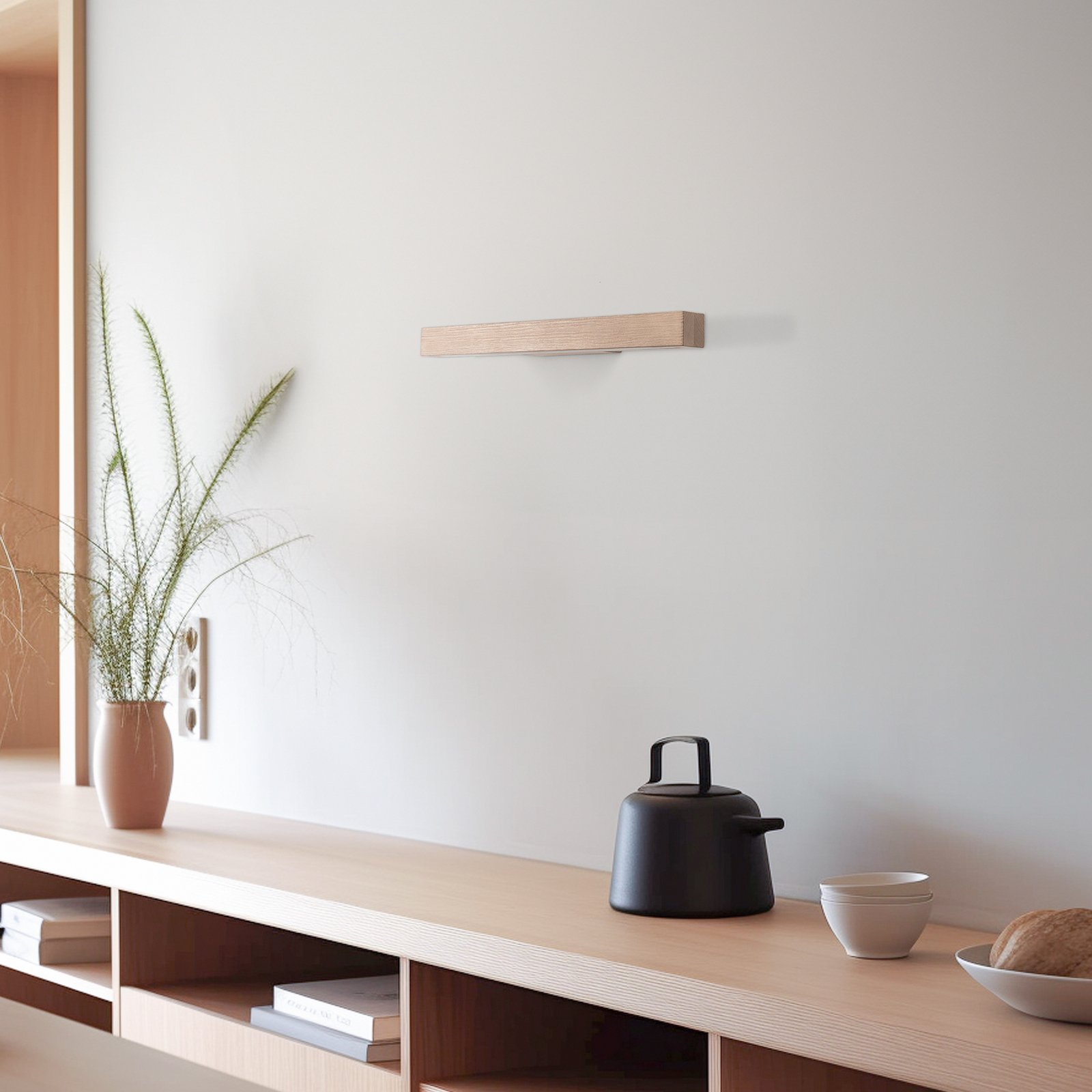 Applique murale LED en bois Teo, pin, 46 cm, 3000 K