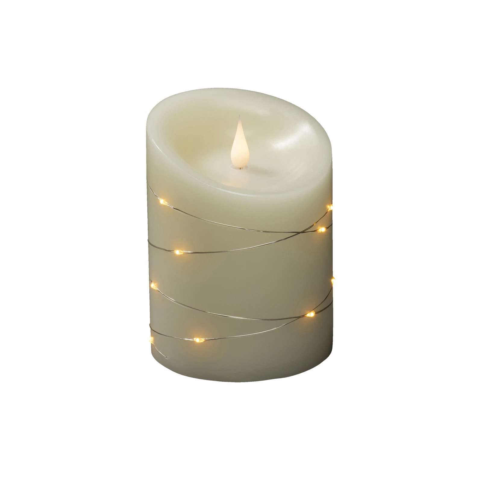 LED voštana svijeća krem svijetle boje jantara visine 14 cm