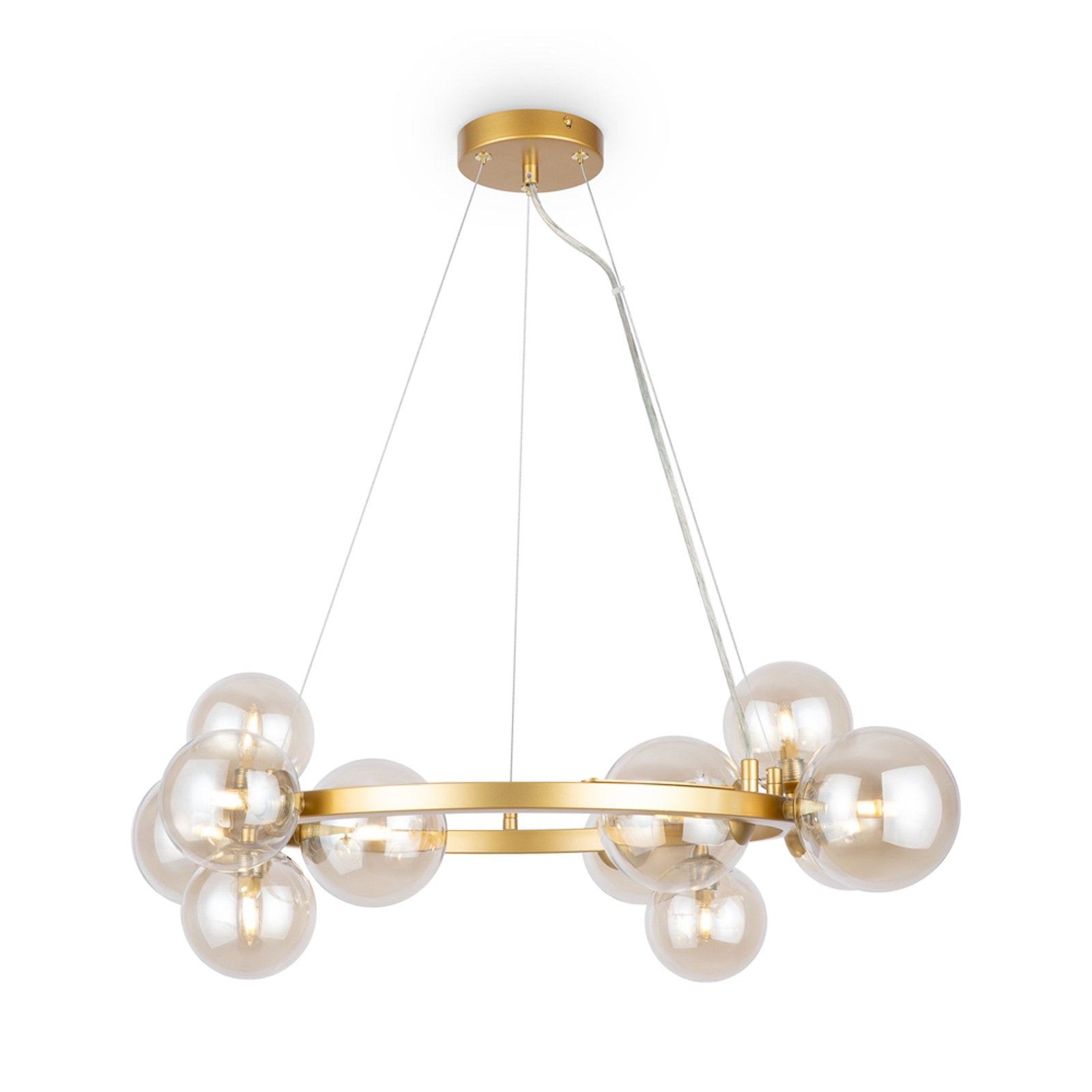 Maytoni suspension Dallas, 11 lampes, doré/ambre