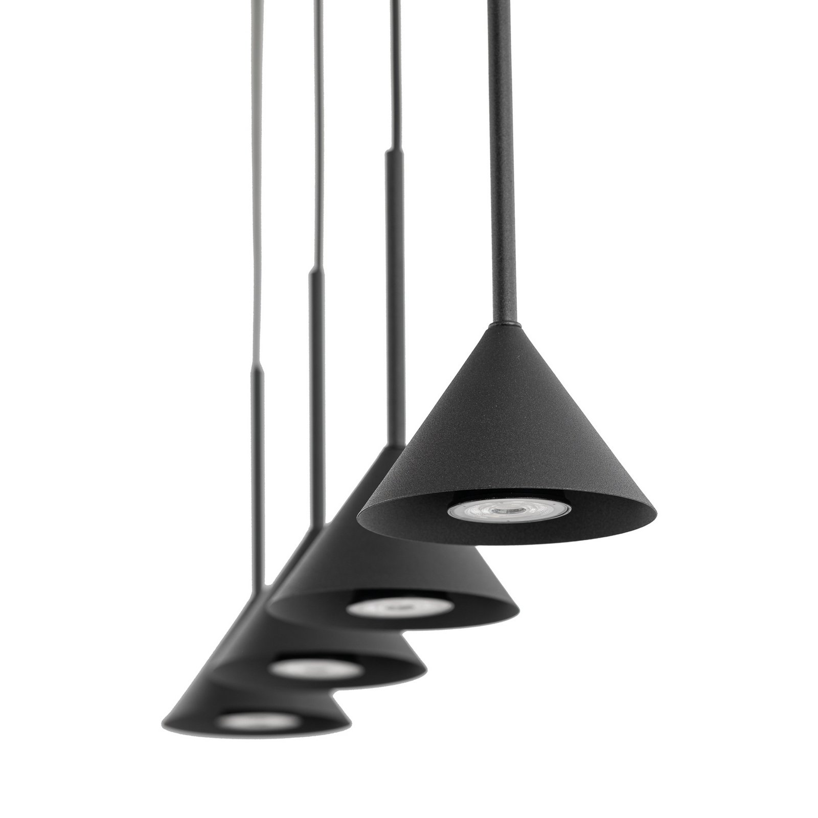 Cono Mini pendant light, 4-bulb, black, E27