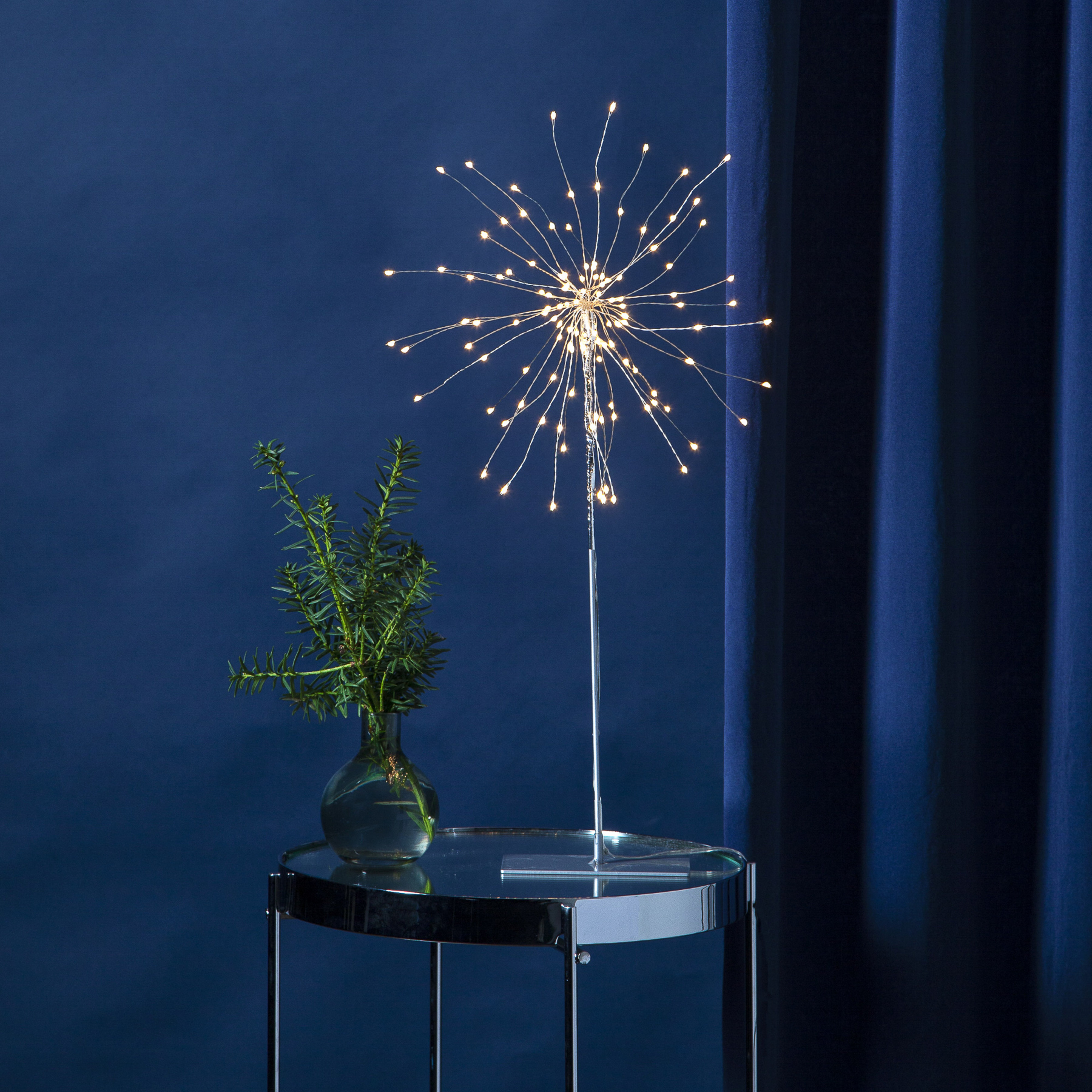 Lampada LED deco Firework 3D argento alta 50cm