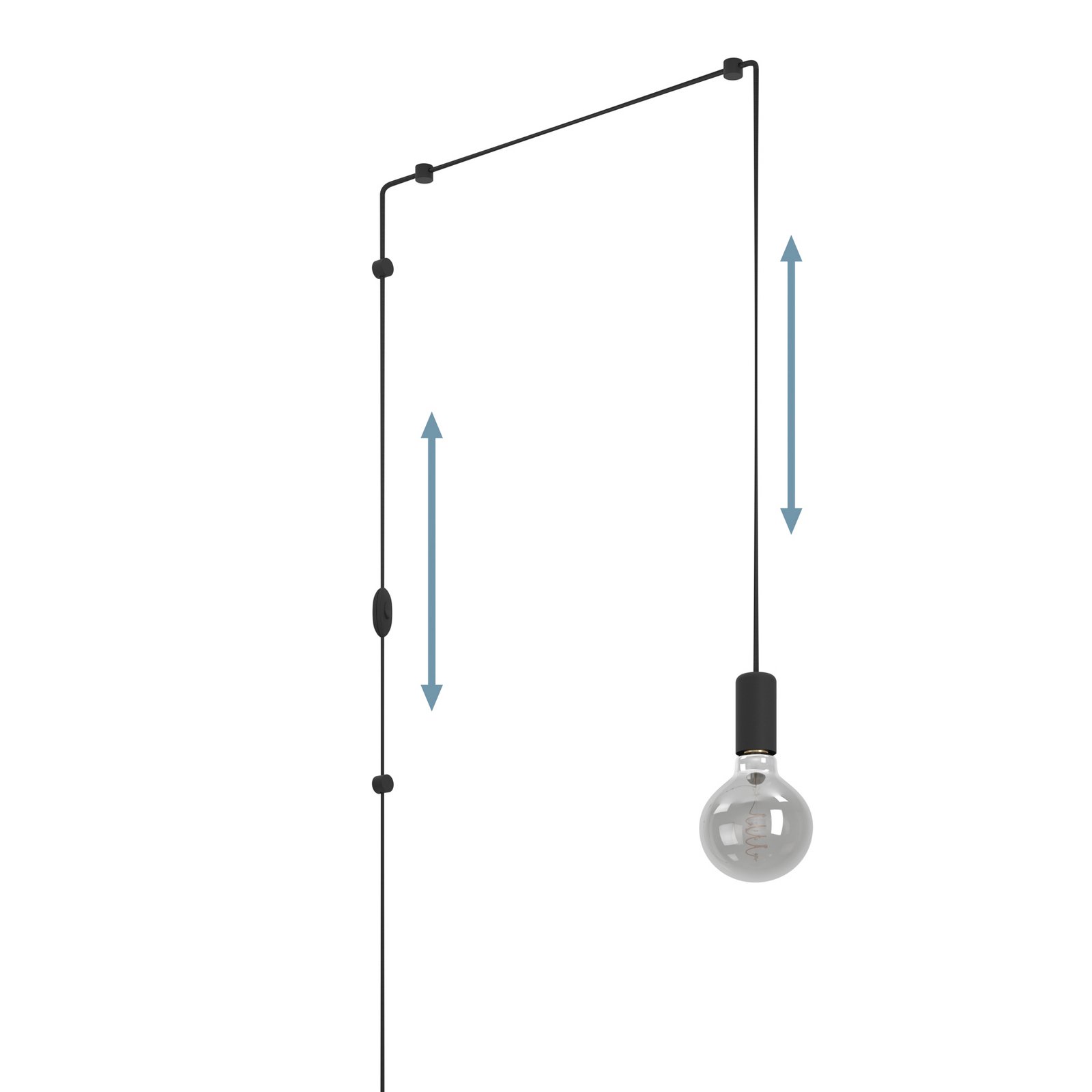 Hängeleuchte Pinetina, Ausladung 40 cm, schwarz, Stecker