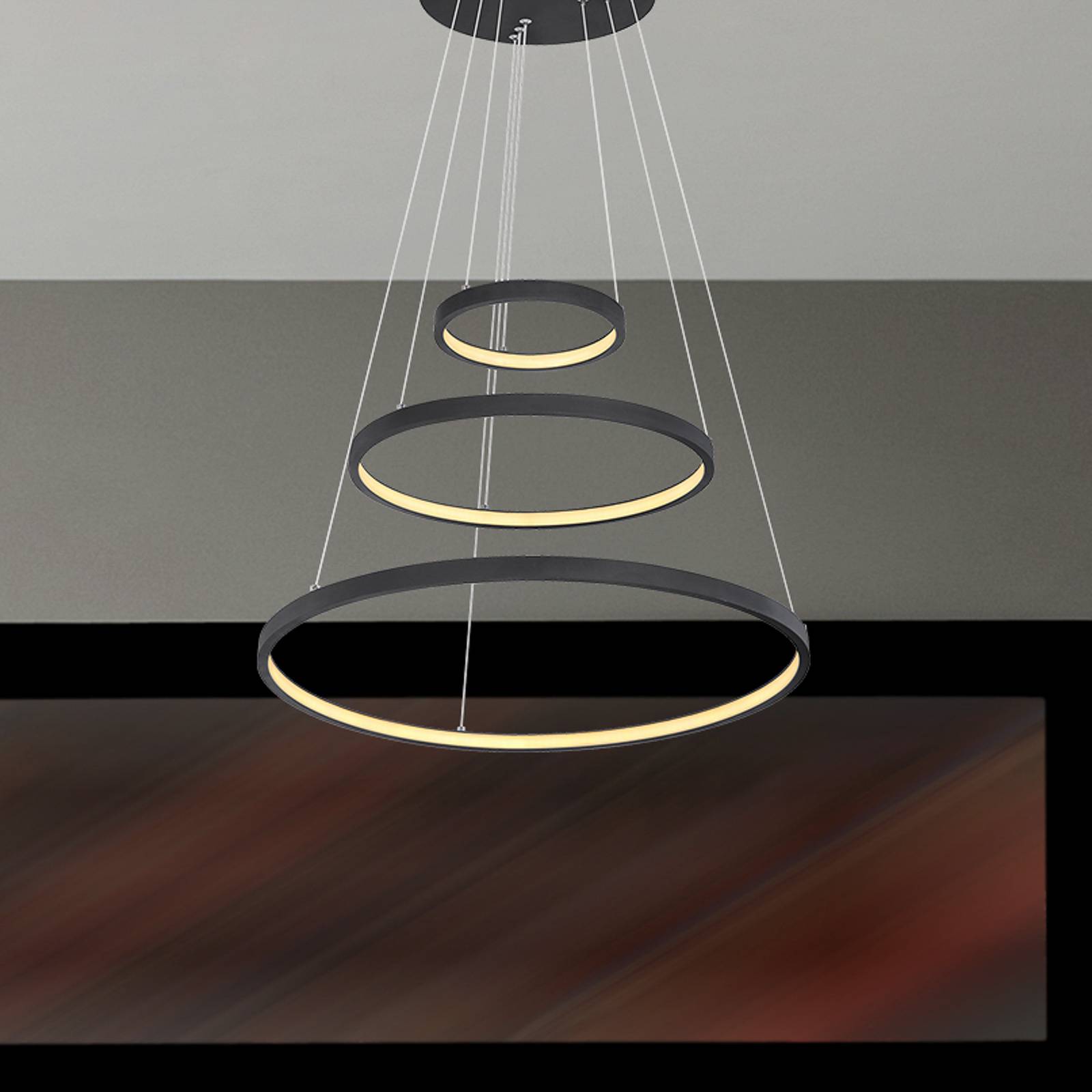 Image of Globo Suspension LED Ralph, trois lampes, noire 9007371407989