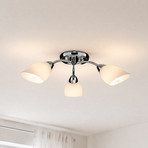Lampa sufitowa Portos, 3-punktowa, biała/chromowana, metal, Ø 54 cm