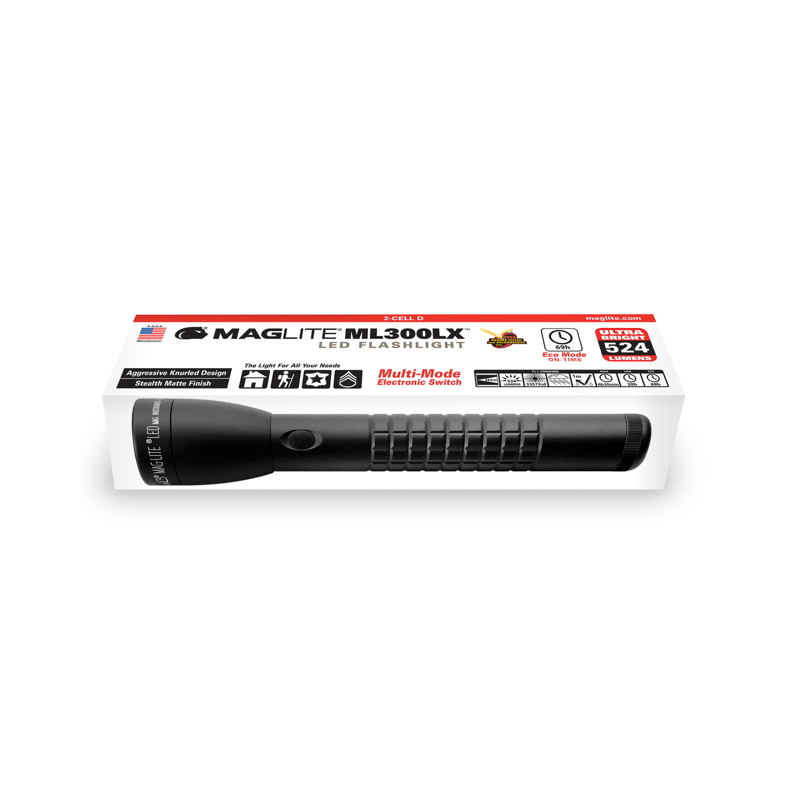 Maglite LED baterka ML300LX, 2-článková D, krabička, čierna