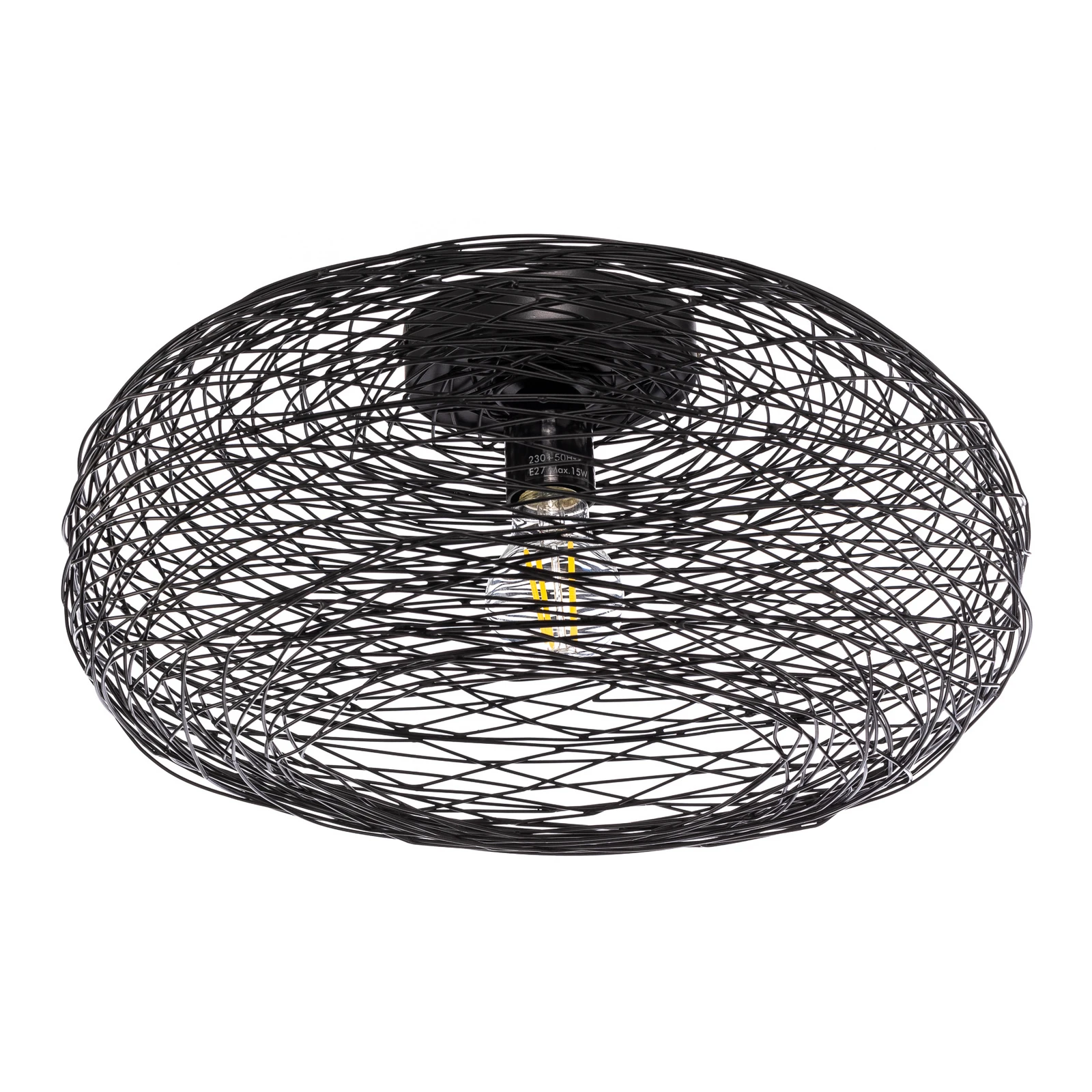 Lindby plafondlamp Kaviya, zwart, Ø 40 cm, ijzer, E27