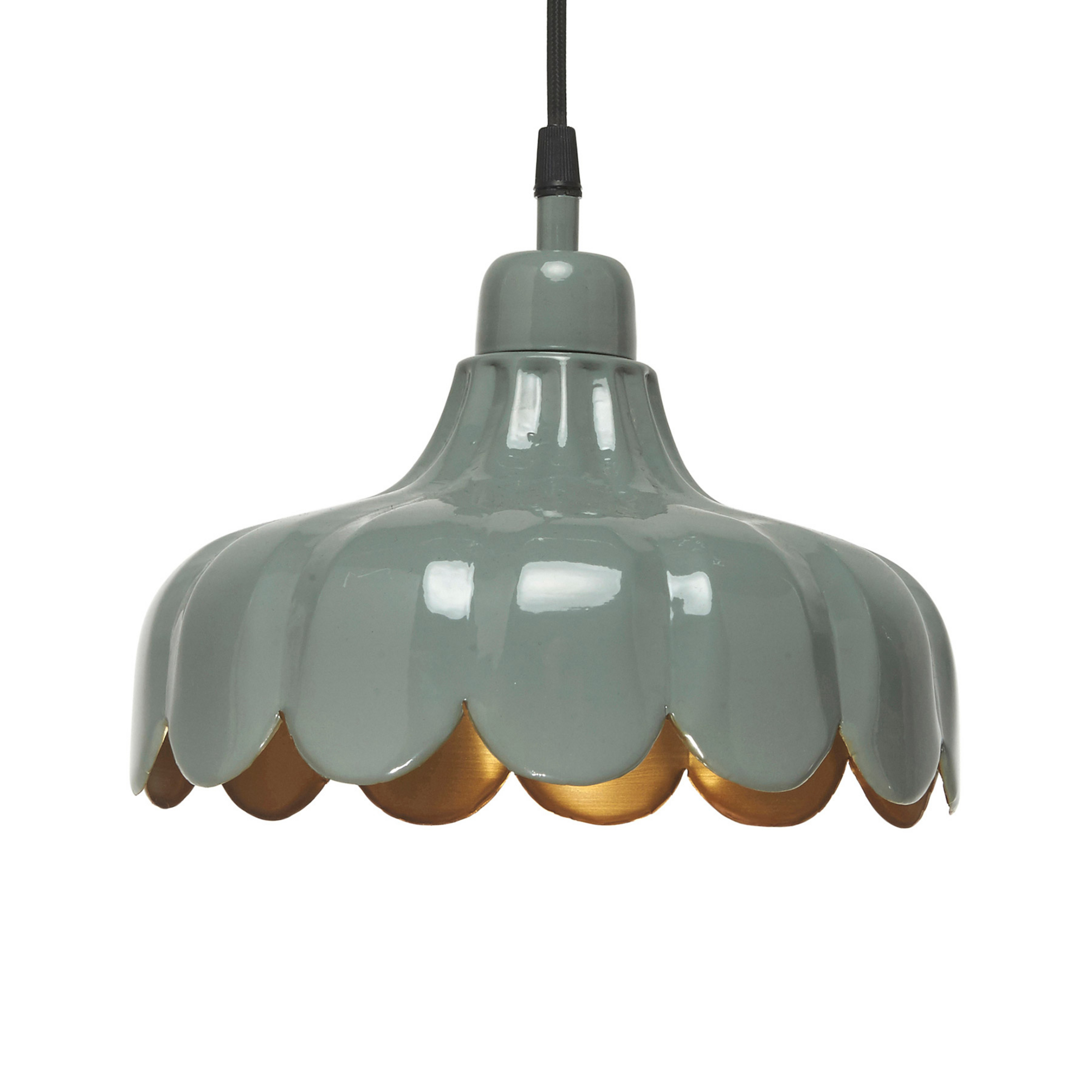 PR Home akasztólámpa Wells Small, zöld/arany, Ø 24 cm, dugó, dugalj