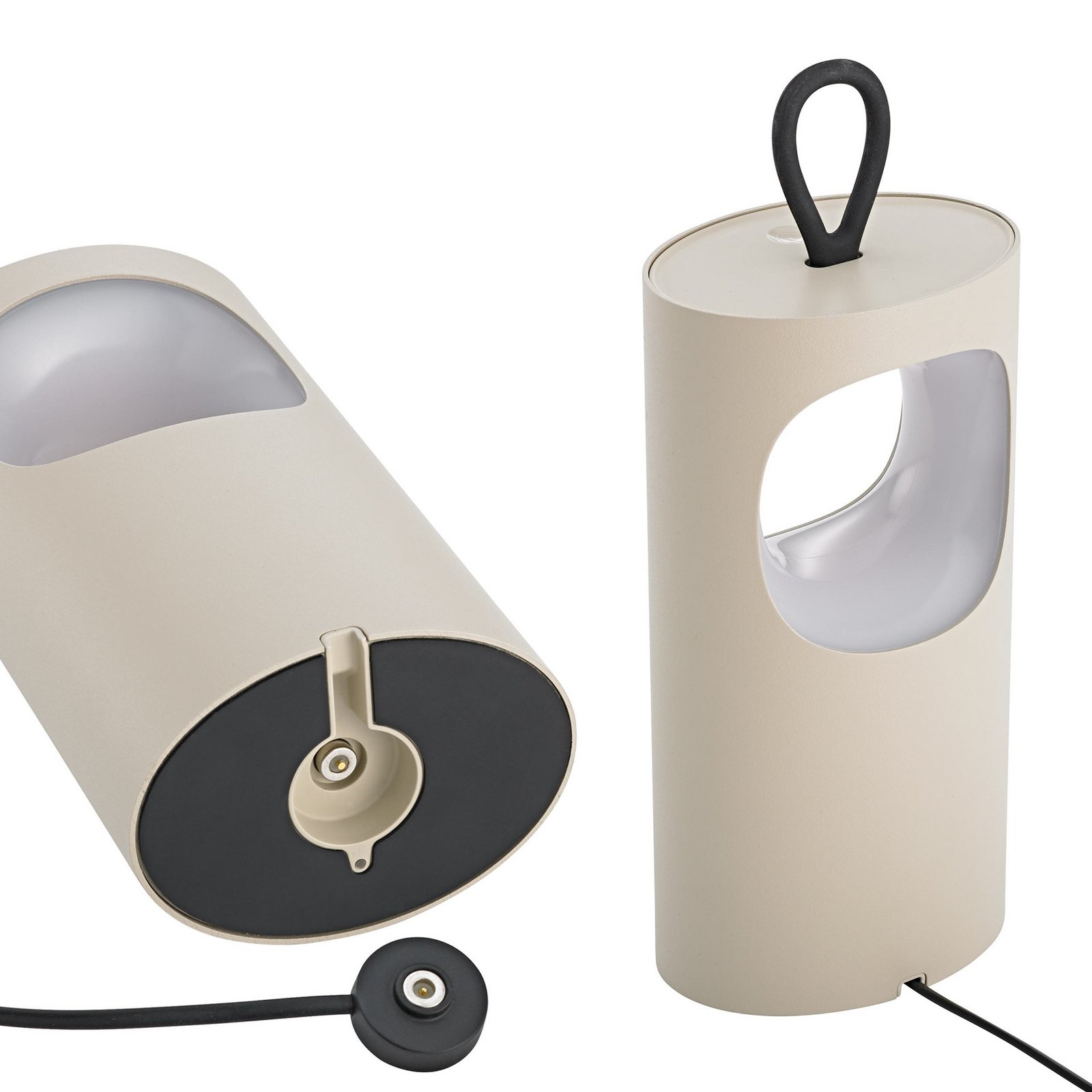 LED újratölthető asztali világítás Lunari, bézs, 16 cm, fém, CCT IP44