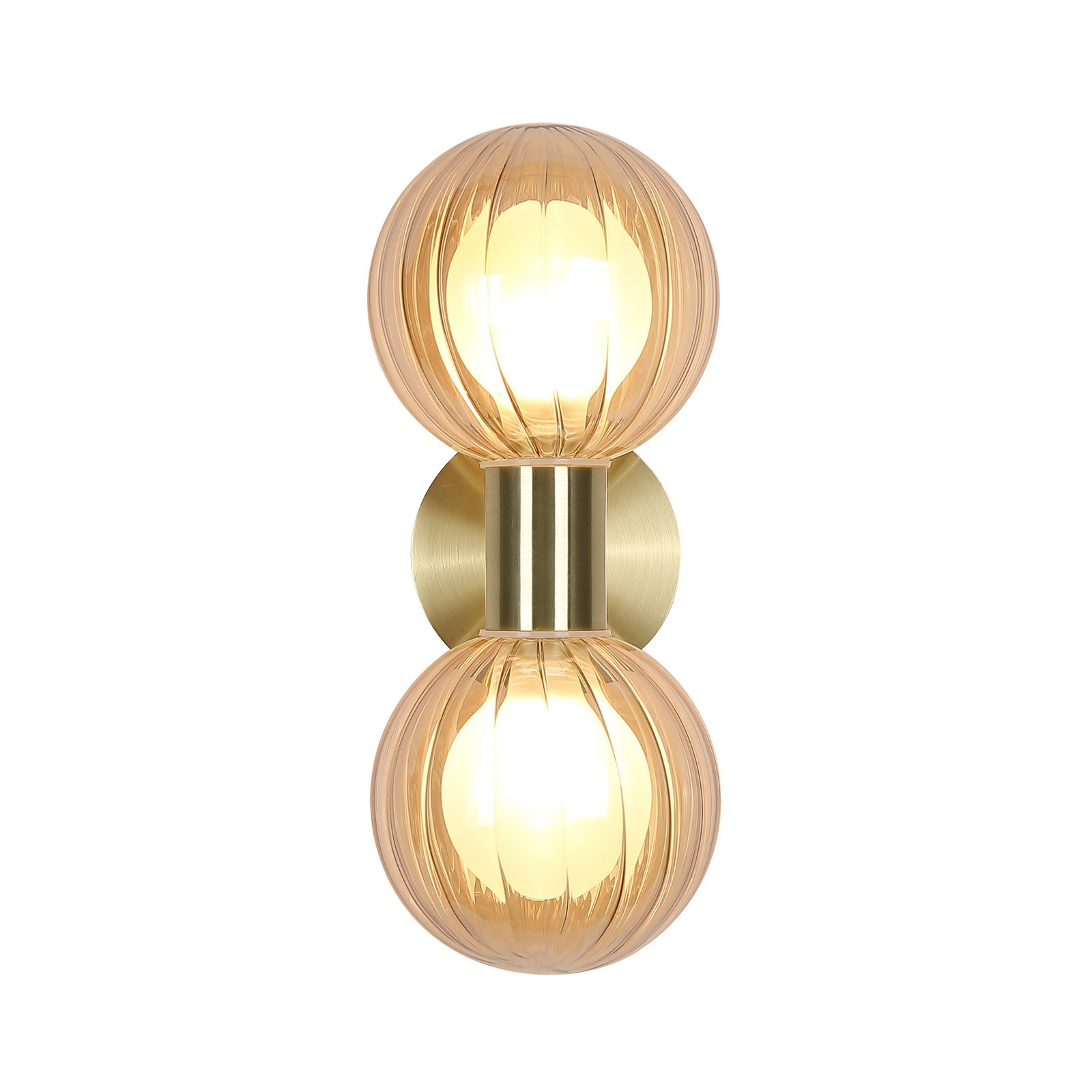 Vannas istabas sienas lampa Lumisphere, krēmkrāsas/messinga, augstums 28 cm, 2