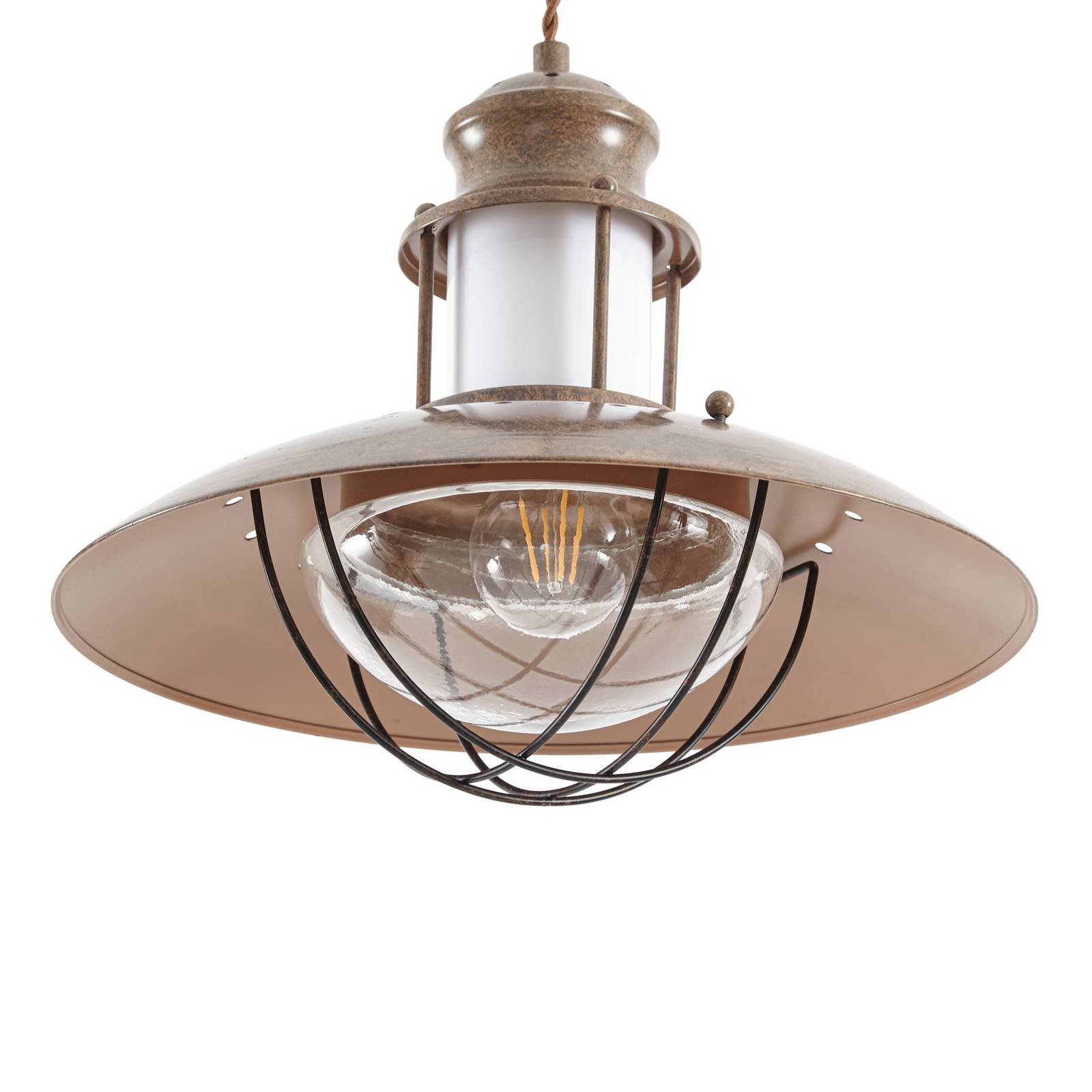 Lampa wisząca Lindby Louisanne, brązowa, metal, Ø 35 cm