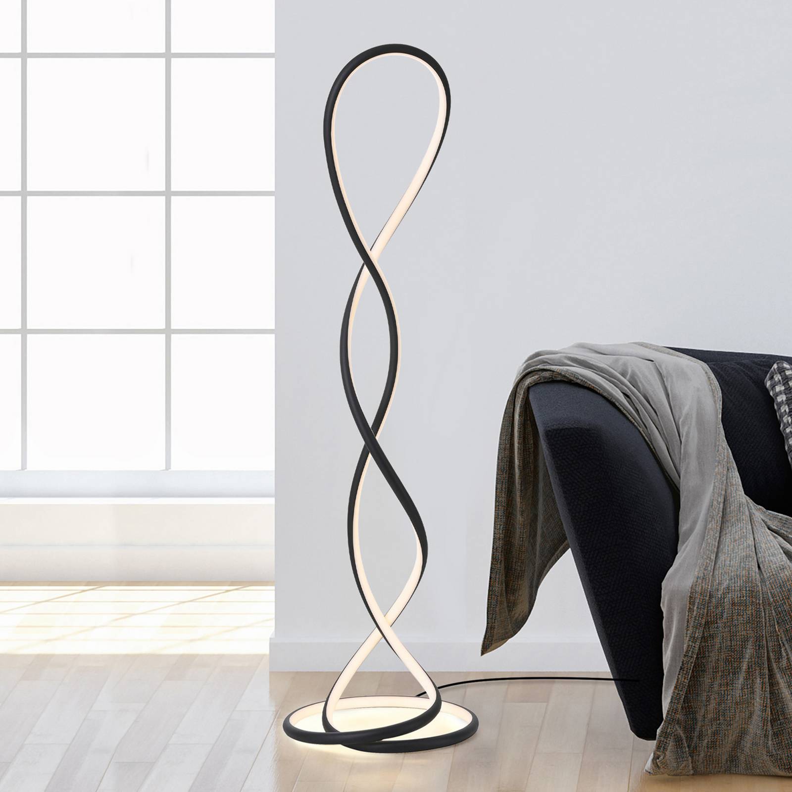 Paul Neuhaus LED-Stehlampe Twist, schwarz, Höhe 143 cm günstig online kaufen