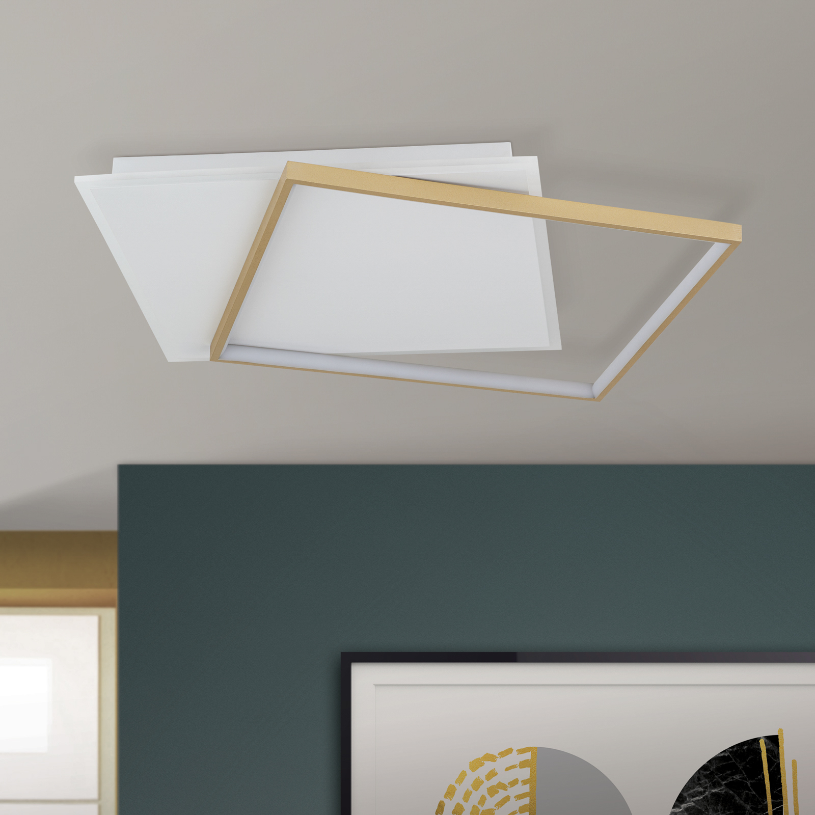 LED plafondlamp Emanuel, wit/goud