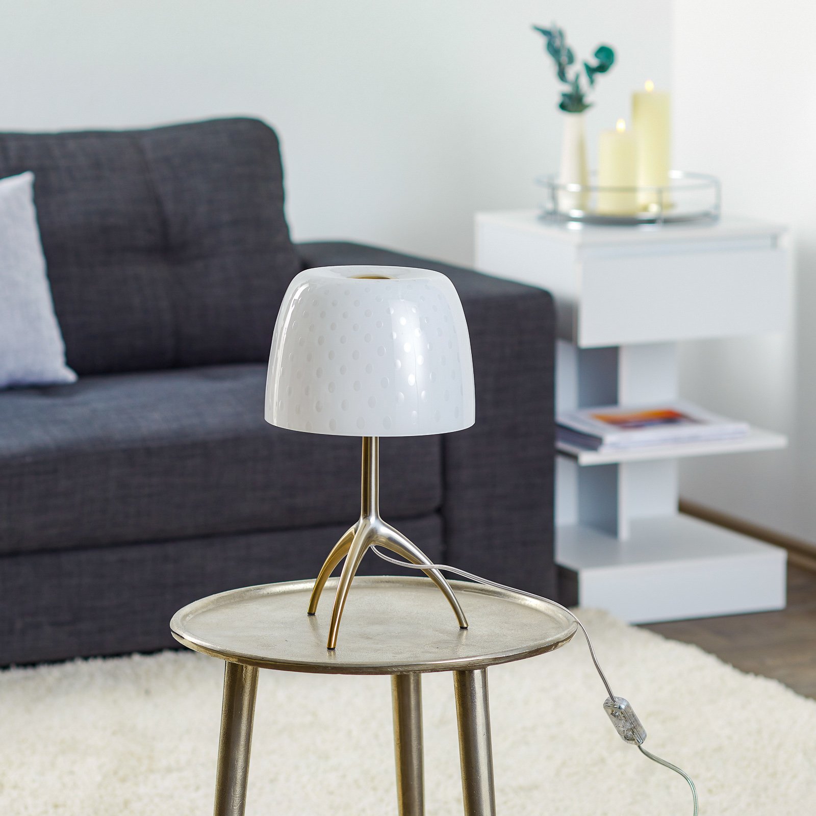 Lampa de masă Lumiere 30, 35 cm, sticlă cu bule, pornită/oprită - Foscarini