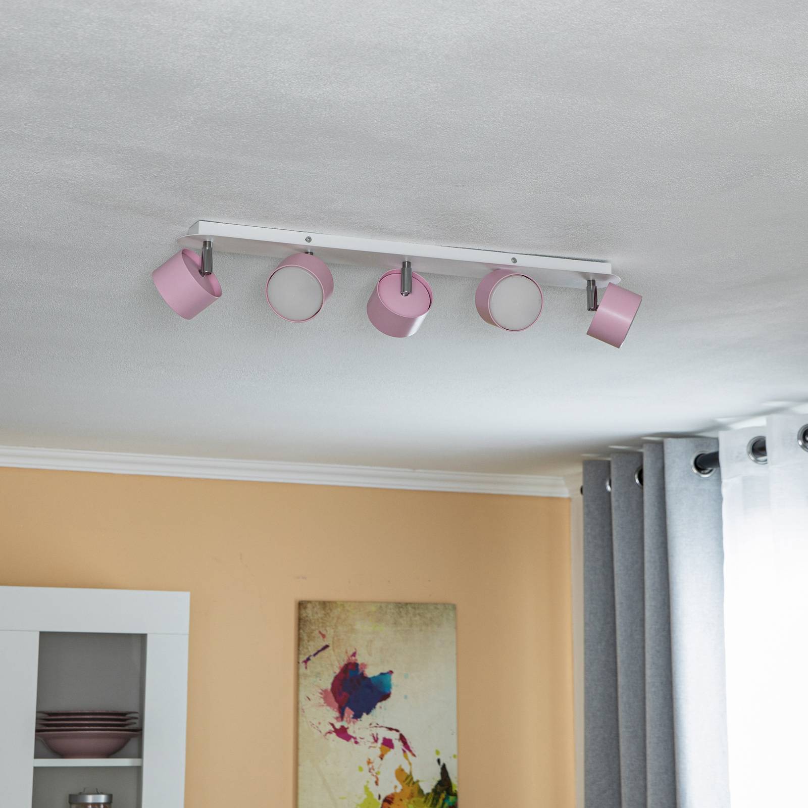 eko-light cloudy spot pour plafond à cinq lampes rose