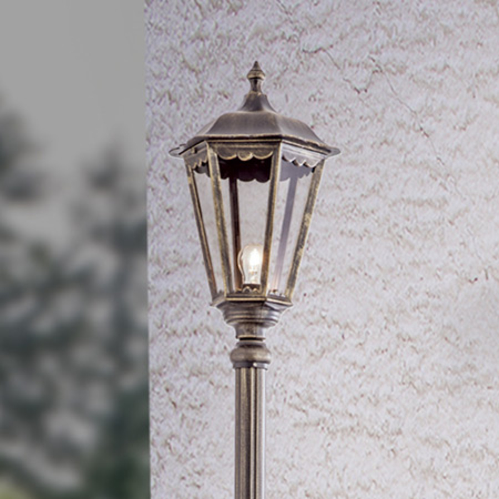 Puchberg lamp post, 1-bulb, 211 cm, white-gold