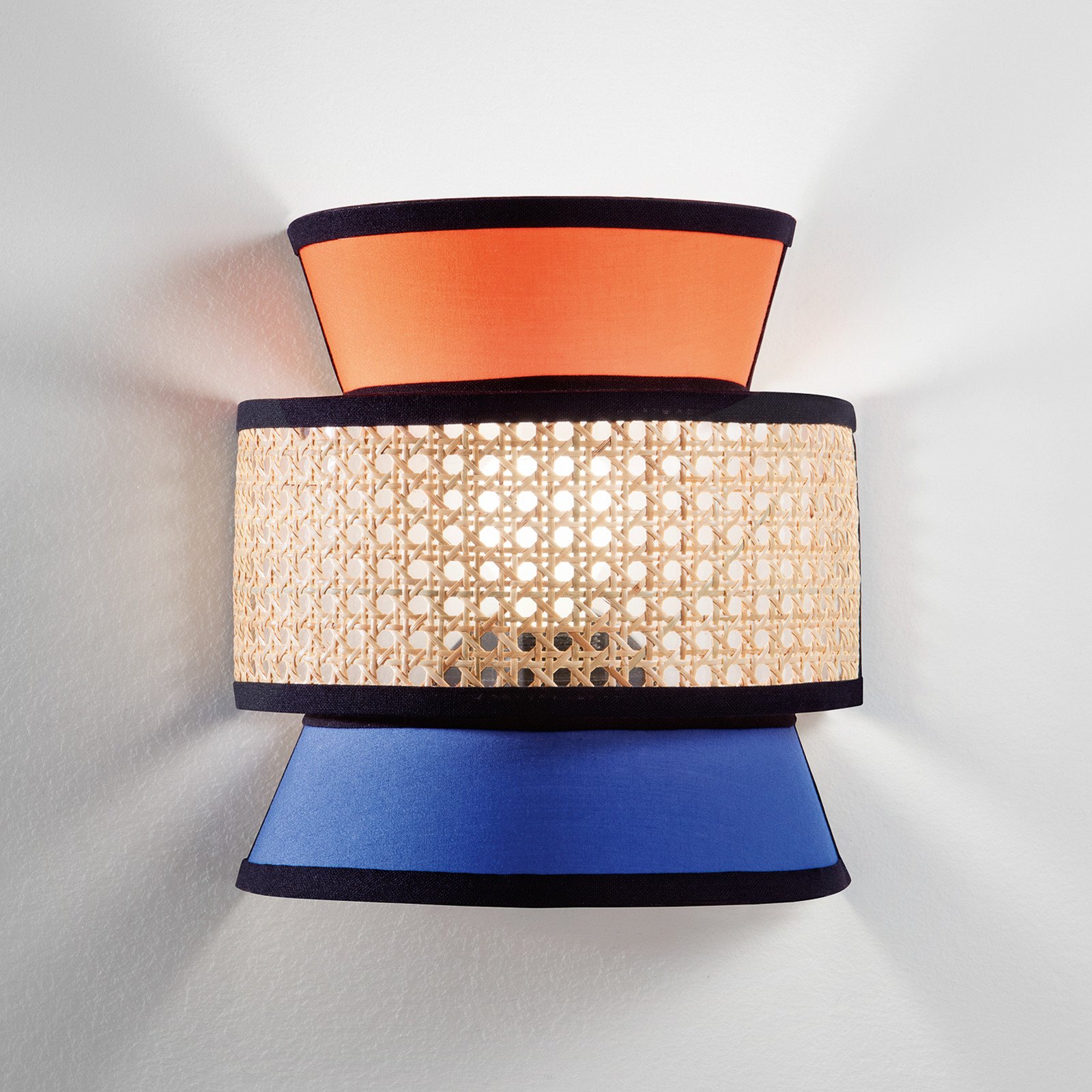 Luce Ambiente Design Aplică de perete Gazebo portocaliu/albastru/natur 24 cm țesătură/rattan - Camera de zi / sufragerie - portocaliu albastru natural - Țesătură / Textil