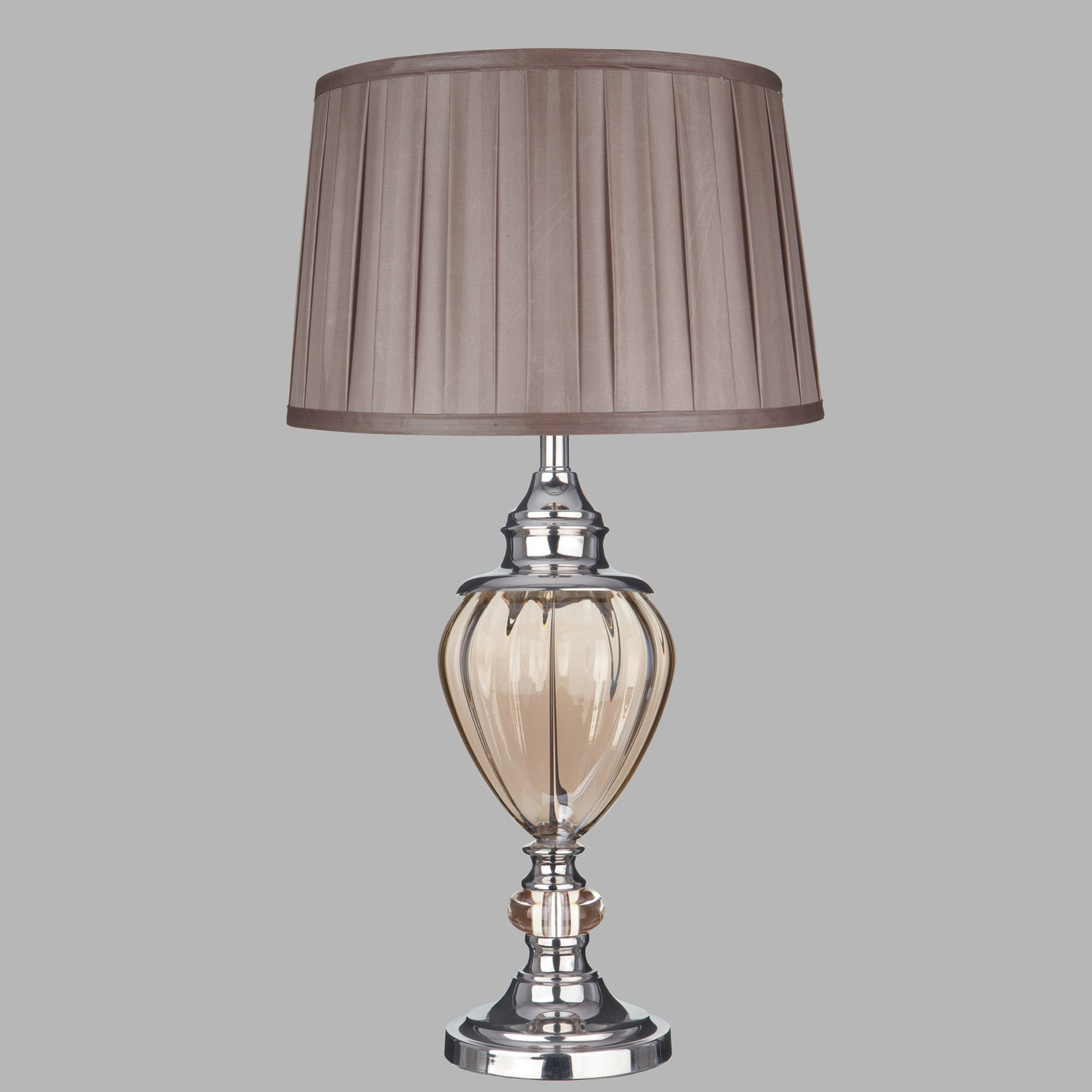 Lámpara de mesa Greyson, pantalla textil en marrón