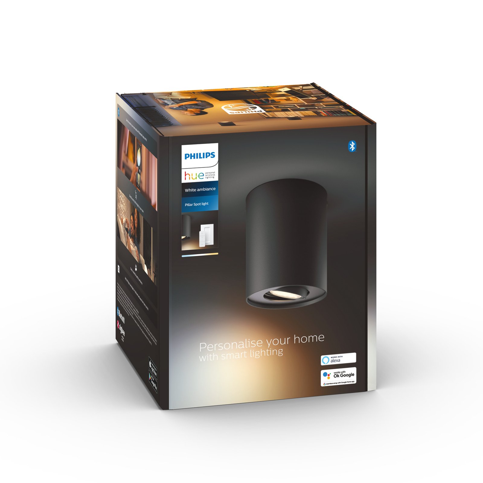 Philips Hue Pillar LED downlight, dimmerbryter, svart