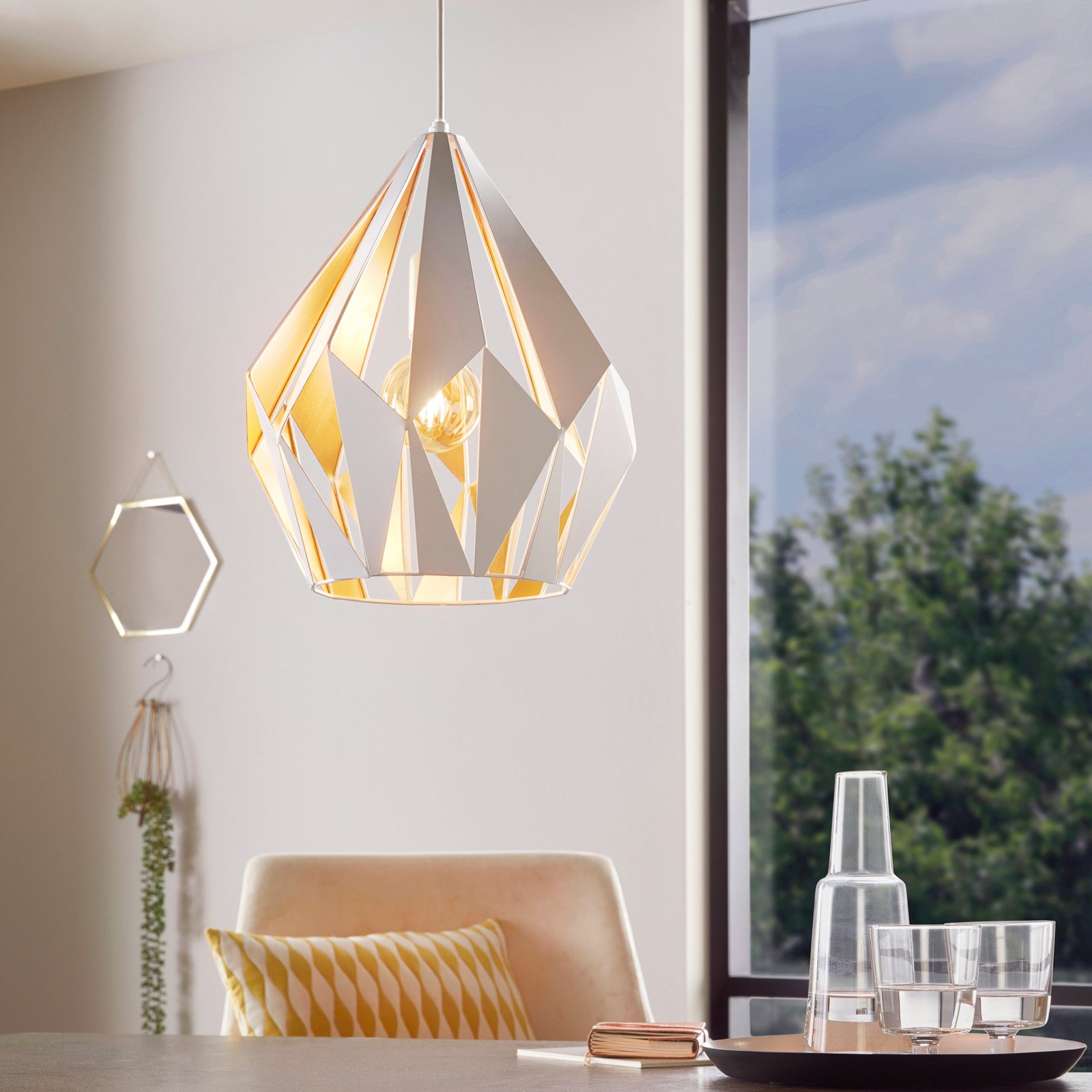 "Carlton" pakabinamas šviestuvas, baltai auksinis, Ø 31 cm