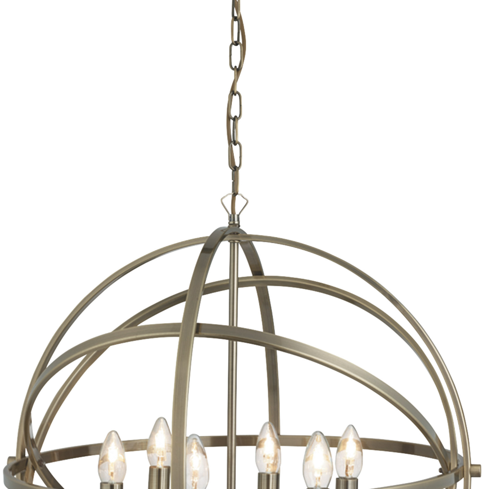Orbit hanging light with a cage design