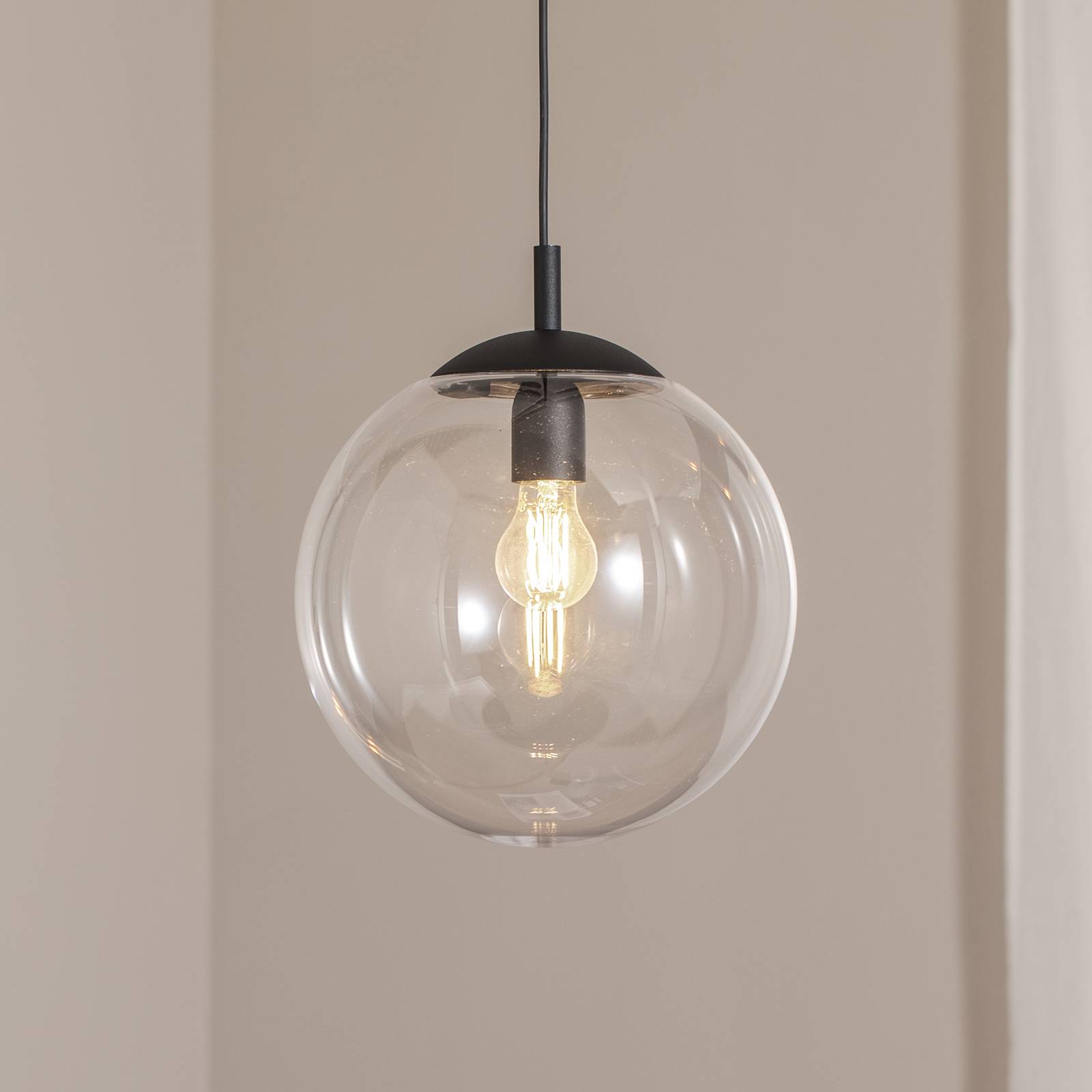 Hängeleuchte Esme, Ø 30 cm, transparent, Glas, Kugel, E27 günstig online kaufen