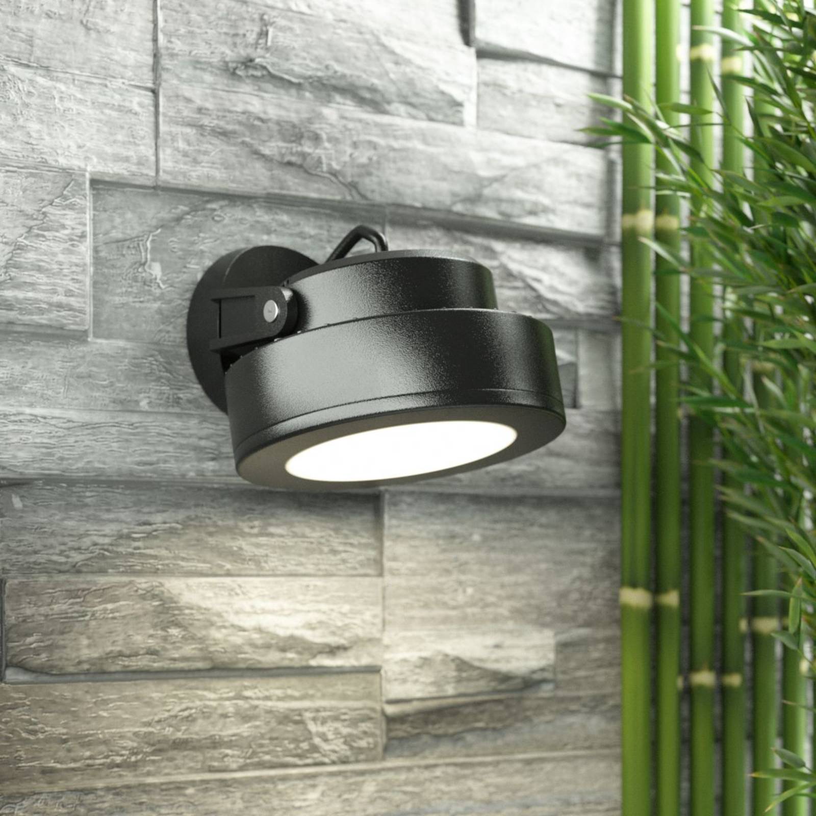 Fumagalli Tommy surface spotlight round black 1-bulb 10W CCT, cast resin, polycarbonate, GX53, 10 W, W: 10 cm, H: 16.5 cm