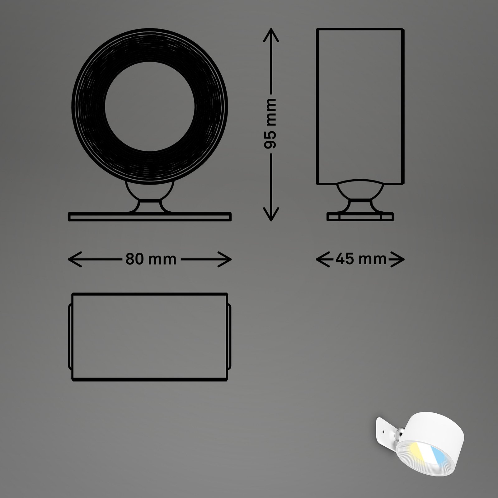 LED-væglampe Tari, hvid, CCT, touchdæmper, USB