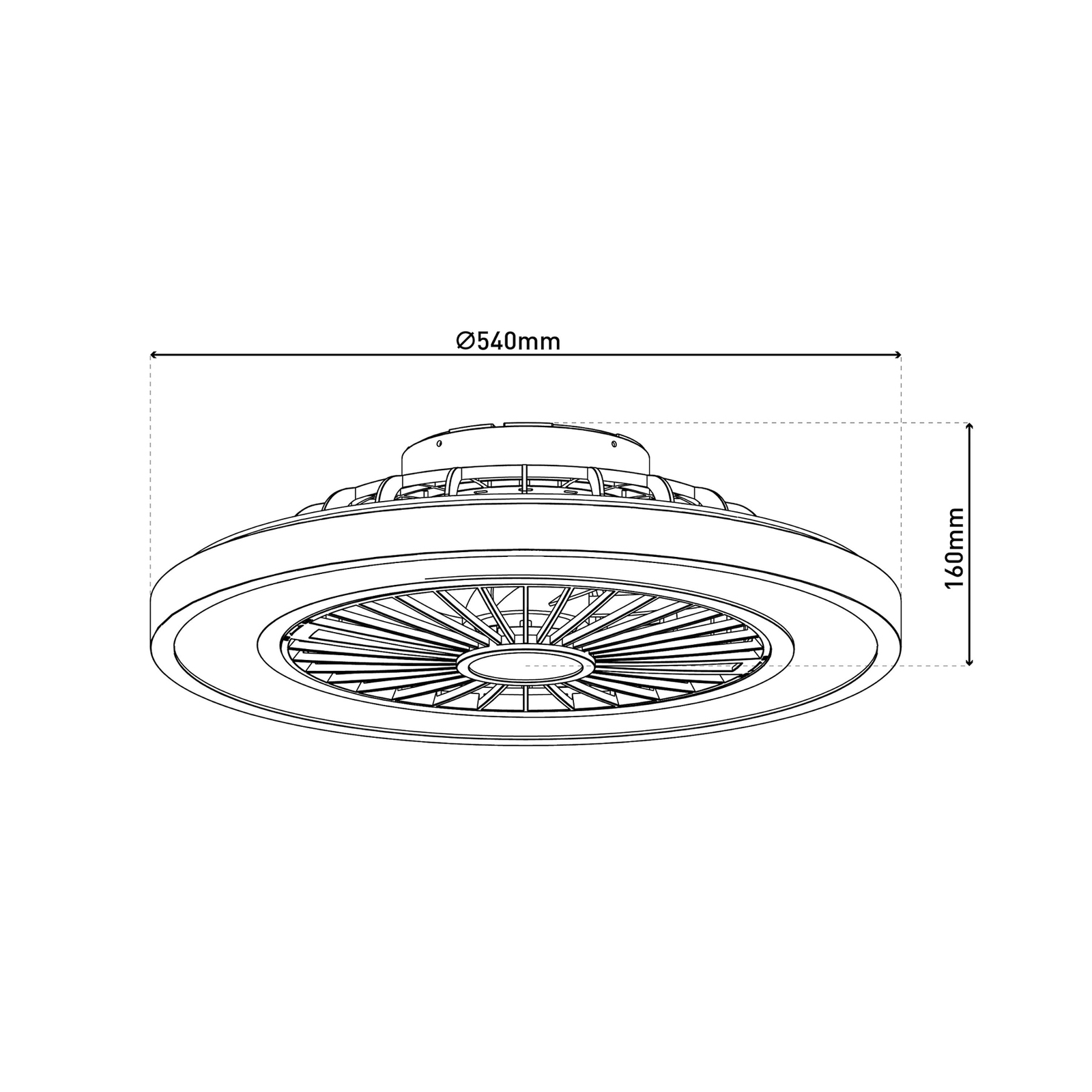 Ventilator de tavan LED cu lumină Arioso, silențios, Ø 54 cm, CCT