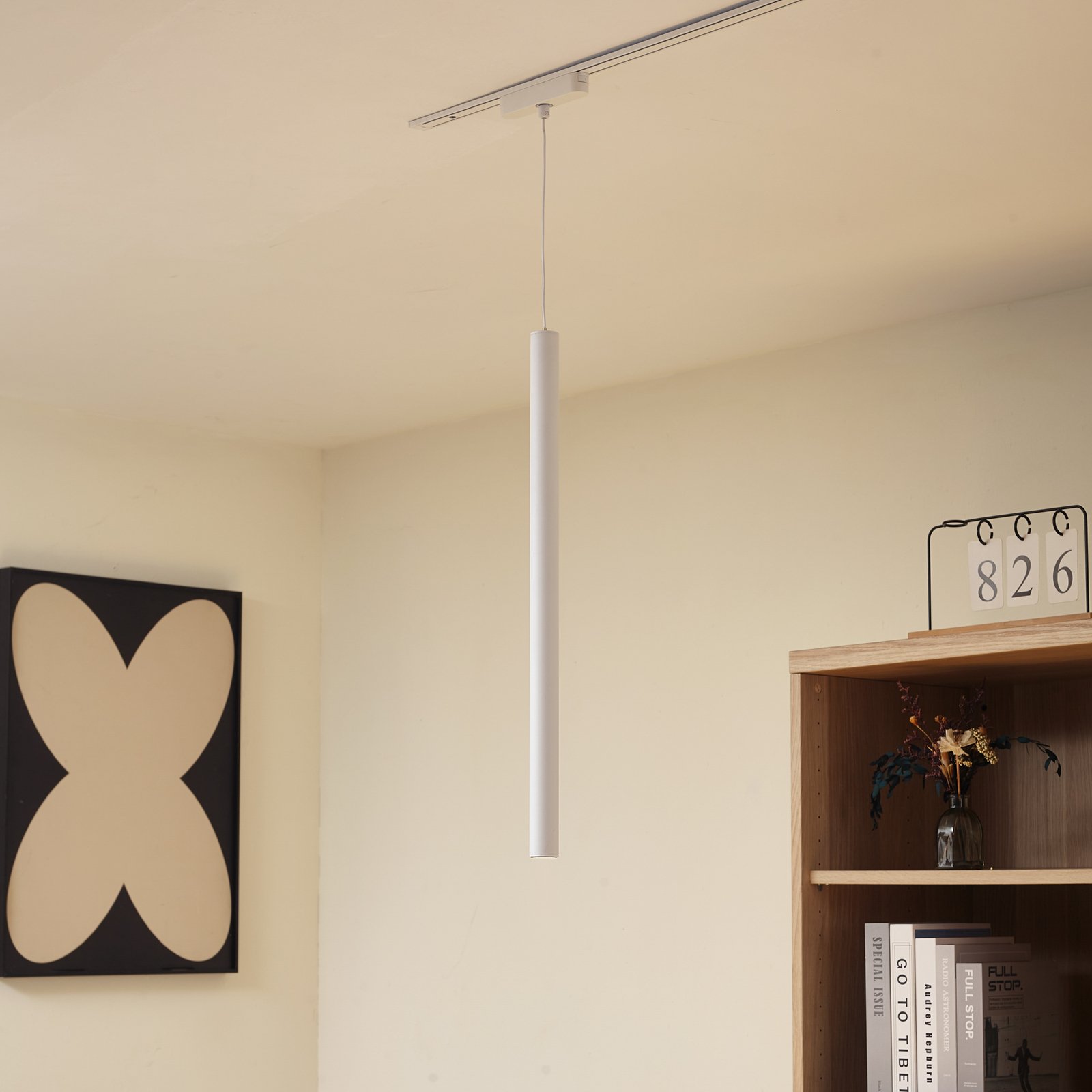 Suspension LED Lindby Lumaro, blanc, Ø 3 cm, aluminium, 48V