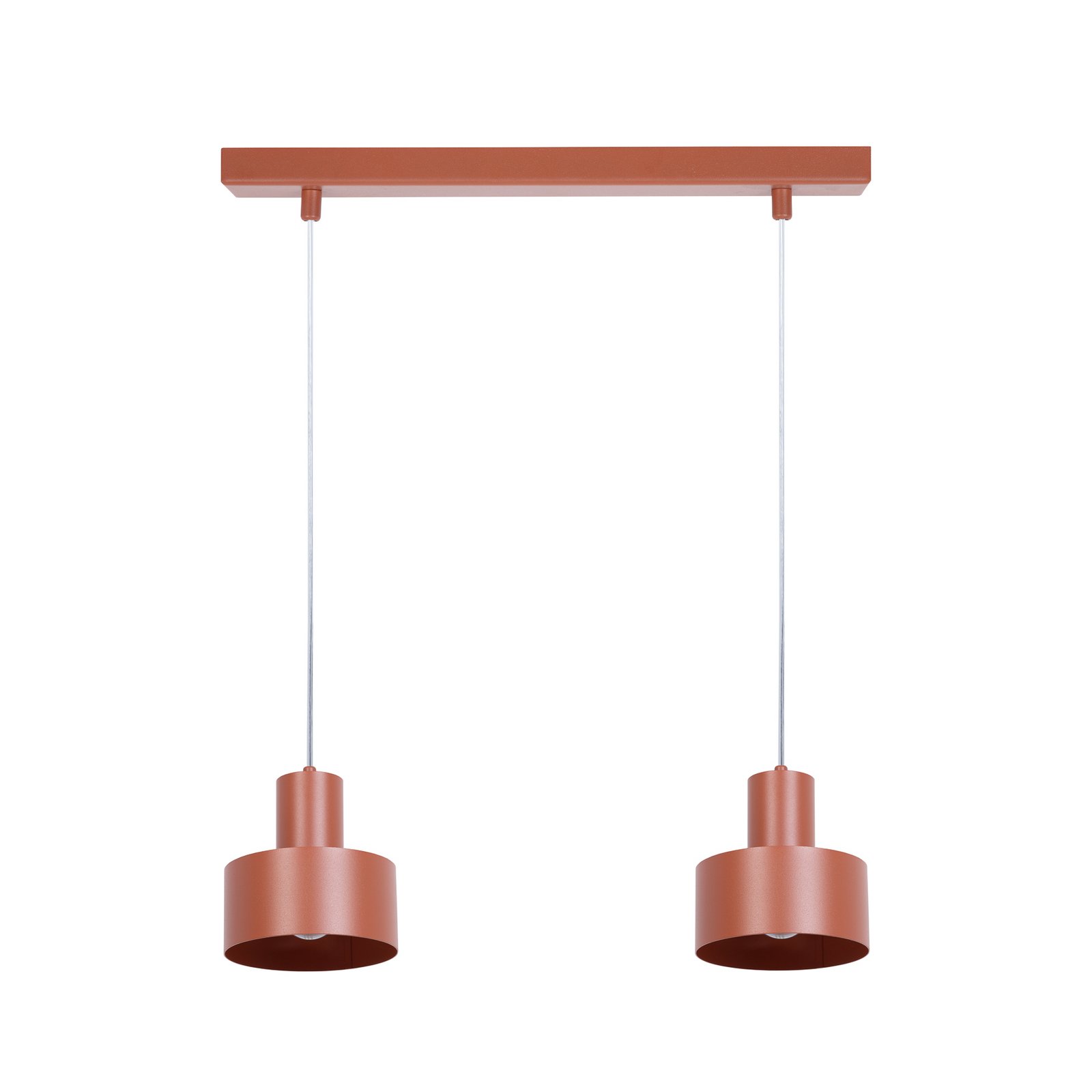 Hanglamp Rif 2, baksteenrood, 2-lamps, lineair, staal