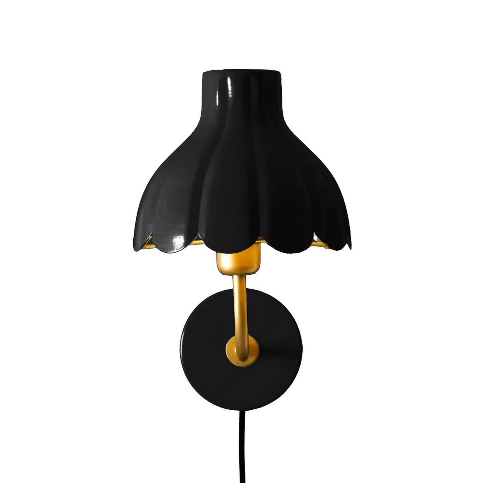 PR Home Wandlampe Wells, schwarz/goldfarben, 21 cm, Metall